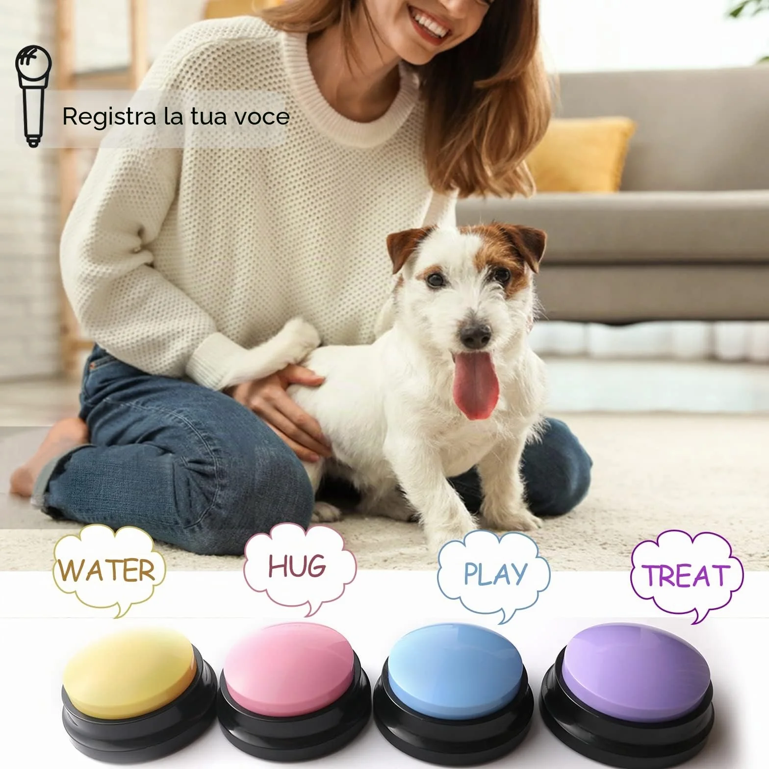 Pulsanti per cani per addestramento a parlare, per comunicazione, addestramento di animali domestici, risposta, cicalino, registrazione e riproduzione in 30 secondi, regalo divertente per scuola,