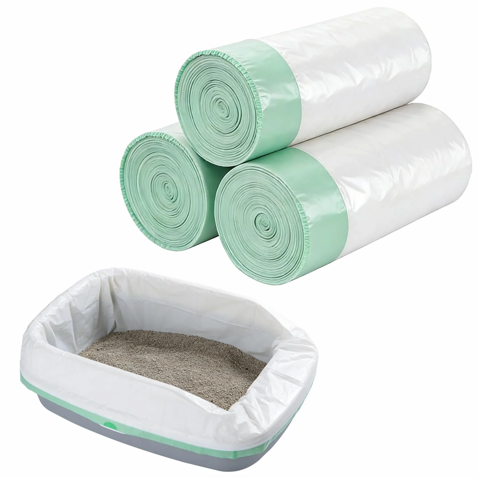 60 sacchetti per lettiera, sacchetti per toilette per gatti, per toilette elettrica autopulente, biodegradabili, impermeabili, resistenti allo strappo, 58x35 cm