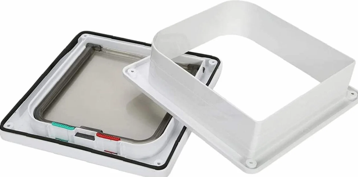 Gattaiola Porta Portina per Gatti Cani, Entrata e Uscita Controllabile, Materiale ABS (Bianco)