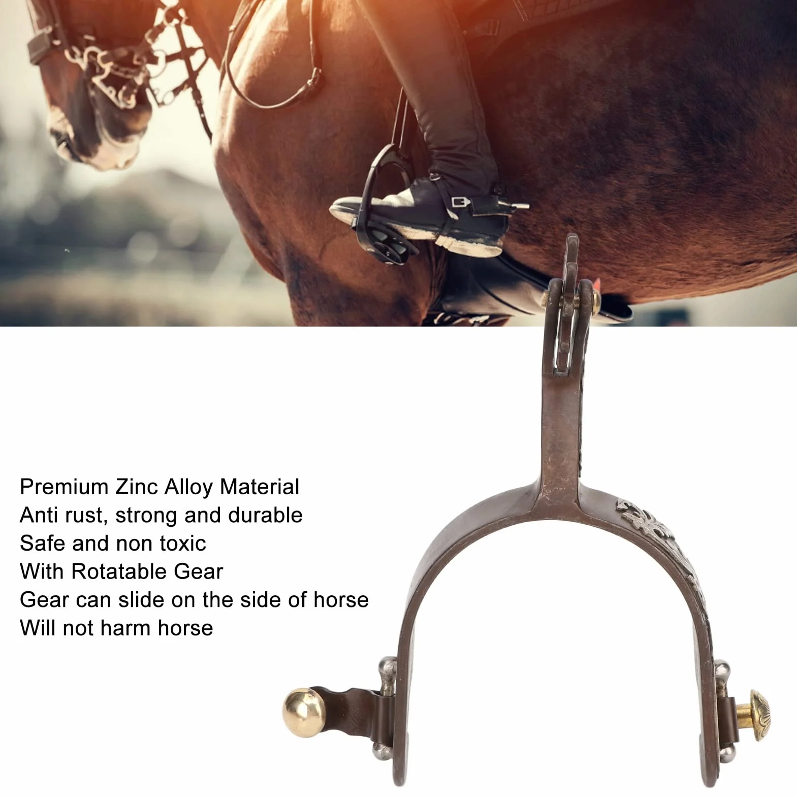 Speroni da Cavallo, Speroni da Stivale da Cavallo in Acciaio da 2 Pezzi Speroni da Cowboy Occidentali, Sperone da Cavallo in Bronzo Vintage per Addestramento di Cavalli Equestre