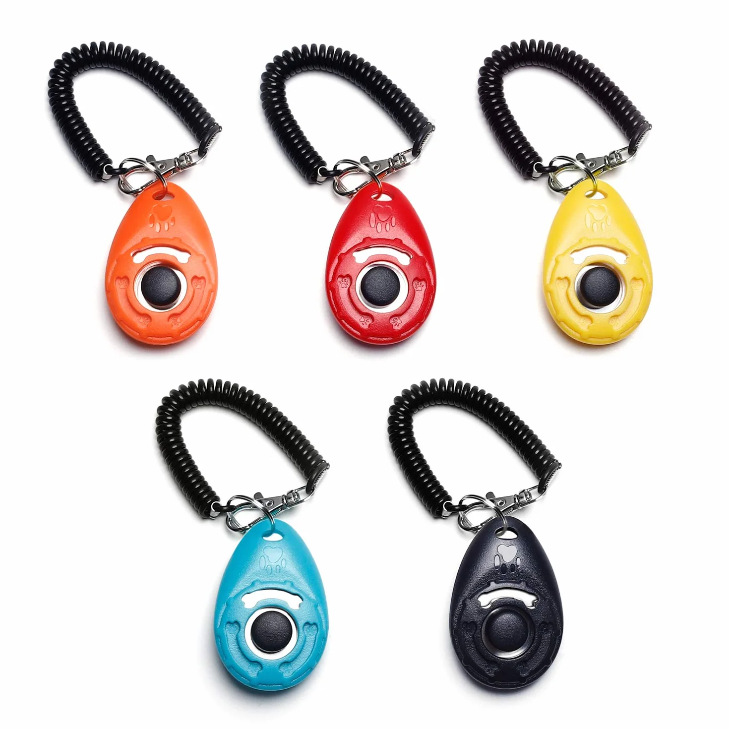 Toozey Clicker per Cani 5 Pezzi, con Cinturino da Polso, clicker con Grande Bottone, in 5 Colori, e-Book Bonus