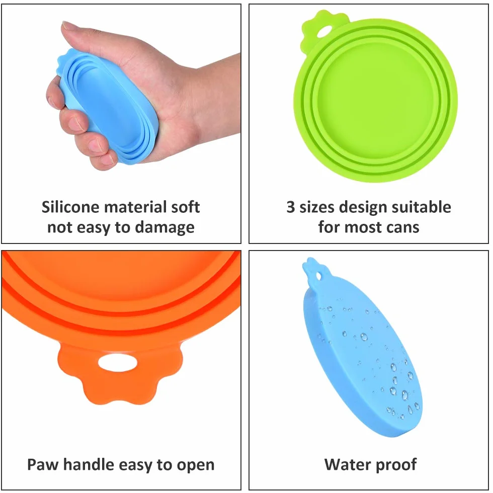 Queta Confezione da 6 coperchi per alimenti per animali. Coperchio in silicone, tappo elastico in scatola per lattine.