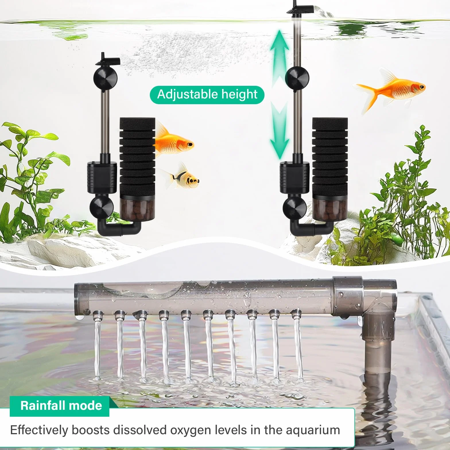 hygger Elettrico Filtro Acquario,Quiet Power Spugna Filtro per Acquario,Fish Tank Filter con Sfere Ceramica for up to 75L Breeding Fry Betta Shrimp Tank (S)