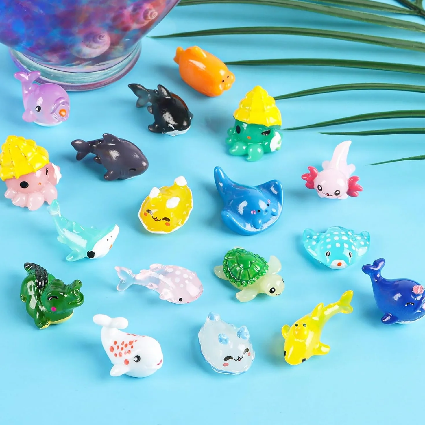 Set 36 Mini Animali Marini in Resina per Acquari, Feste, Bomboniere e Paesaggi in Miniatura