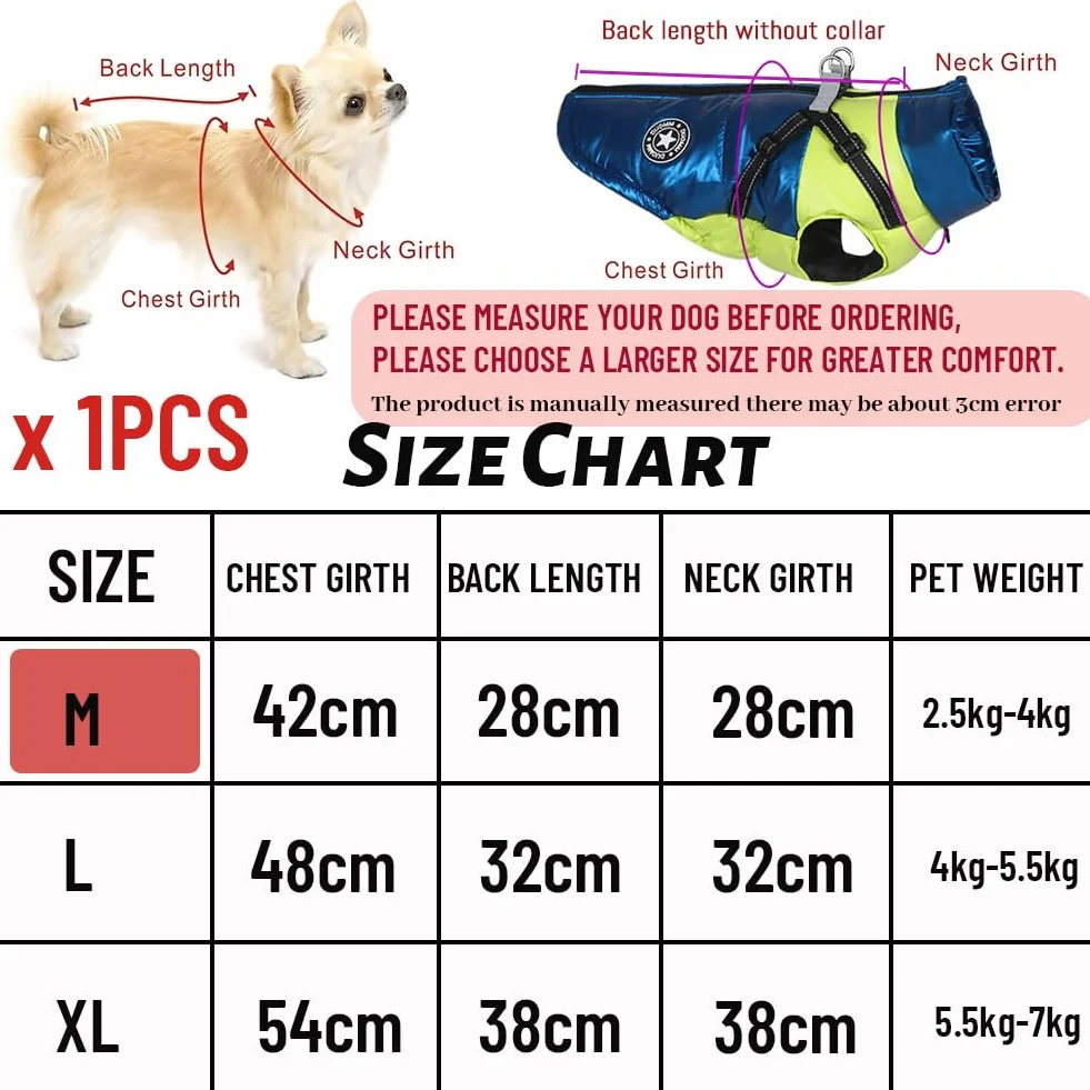 Cappotto Invernale per Cani, RosyFate Vestiti per Cani Piccoli, Giacca Cane Impermeabile, Gilet per Cani, Vestiti Caldi perr Animali Domestici, Antivento per Esterno (M)