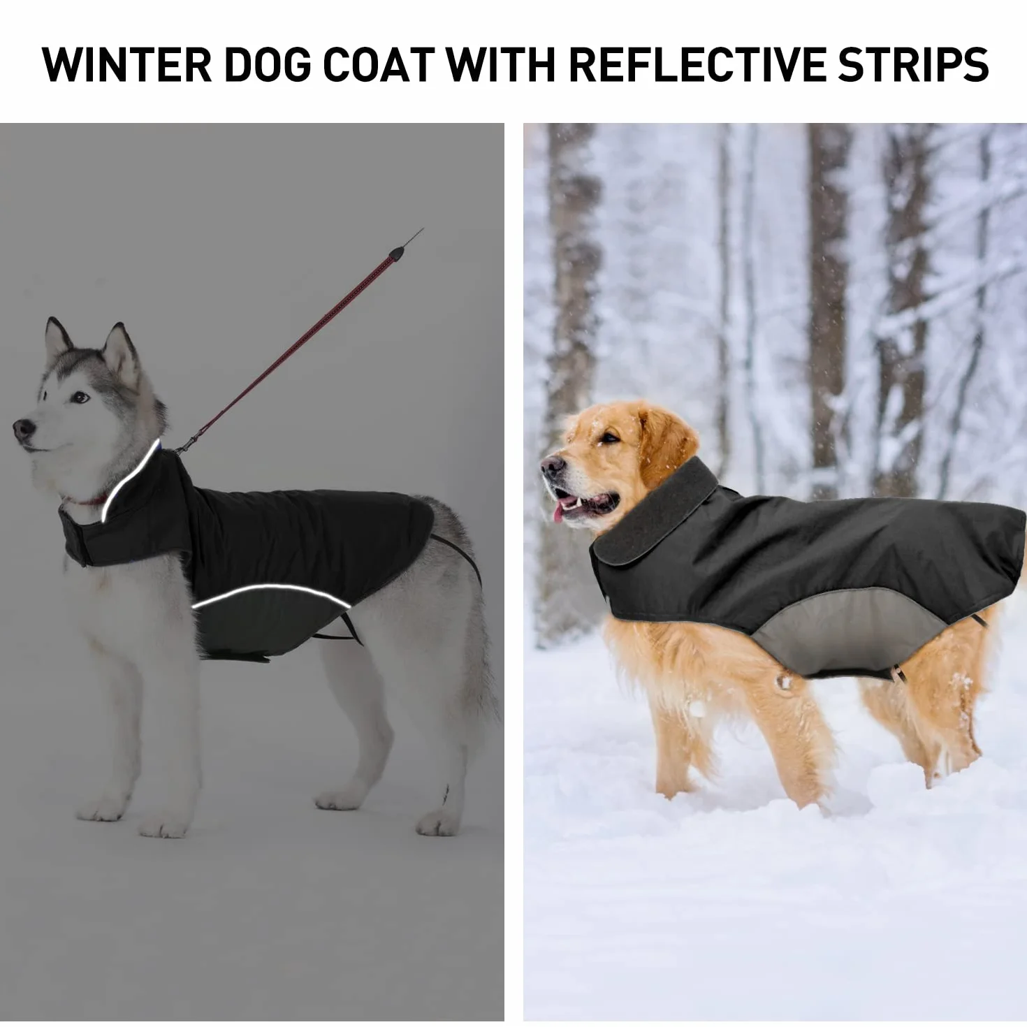 Cappotto Invernale per Cani Grandi Giubbotto Impermeabile Foderato in Pile con Apertura per guinzaglio (4XL Nero)