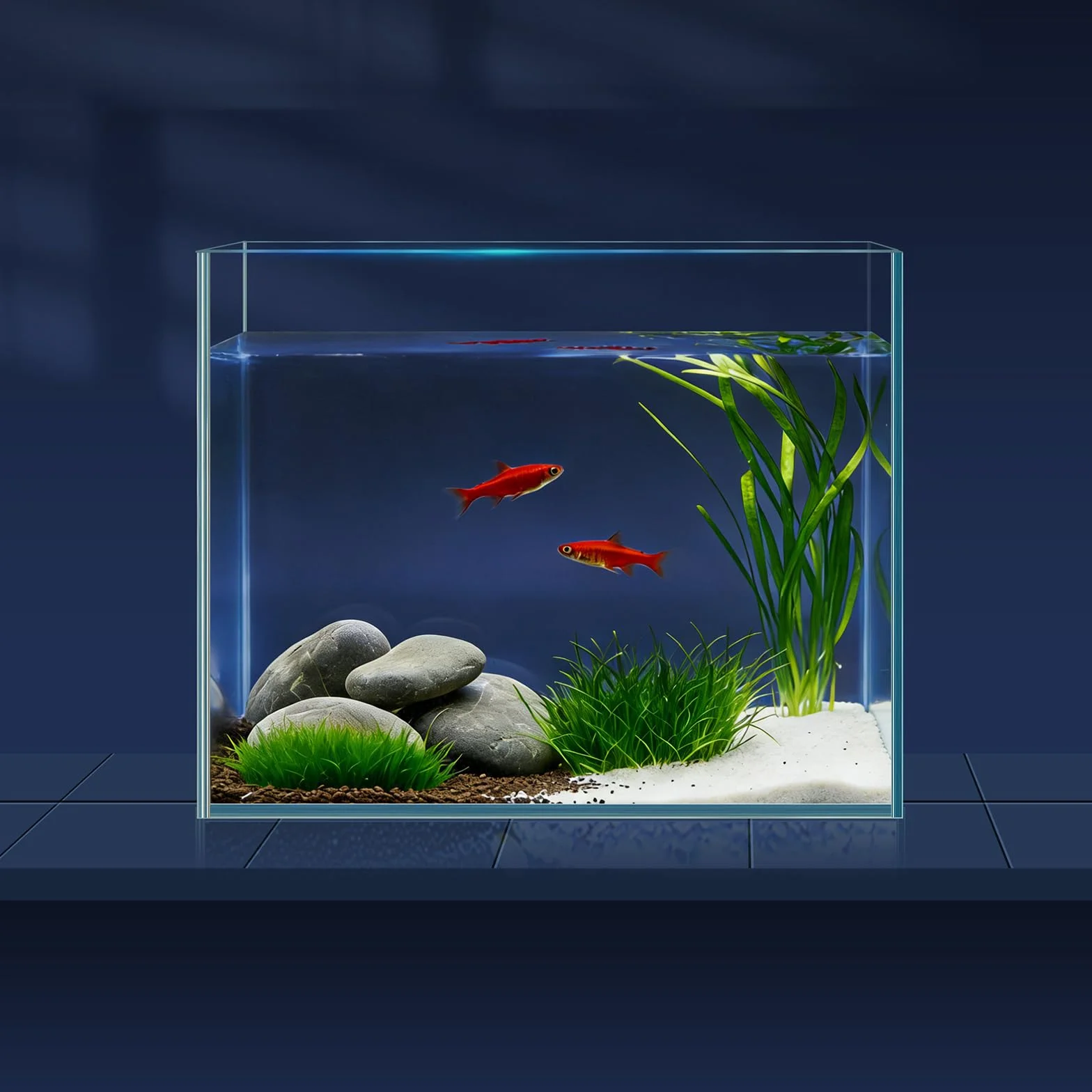 LAQUAL Kit acquario da 3.8 L con rete, sifone per acqua & 2 panni pulizia, vetro cristallino, piccolo acquario per Betta & pesci rossi, bella decorazione casa