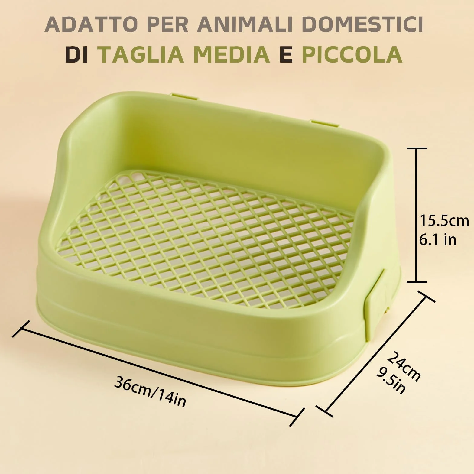Lettiera Coniglio, Medio Vassoio Rettangolare per Letame Piccoli Animali Staccabile Addestratore Vasino Toilette Gabbie per Animali Domestici Conigli Porcellini d'India Criceti Cincillà (Verde)