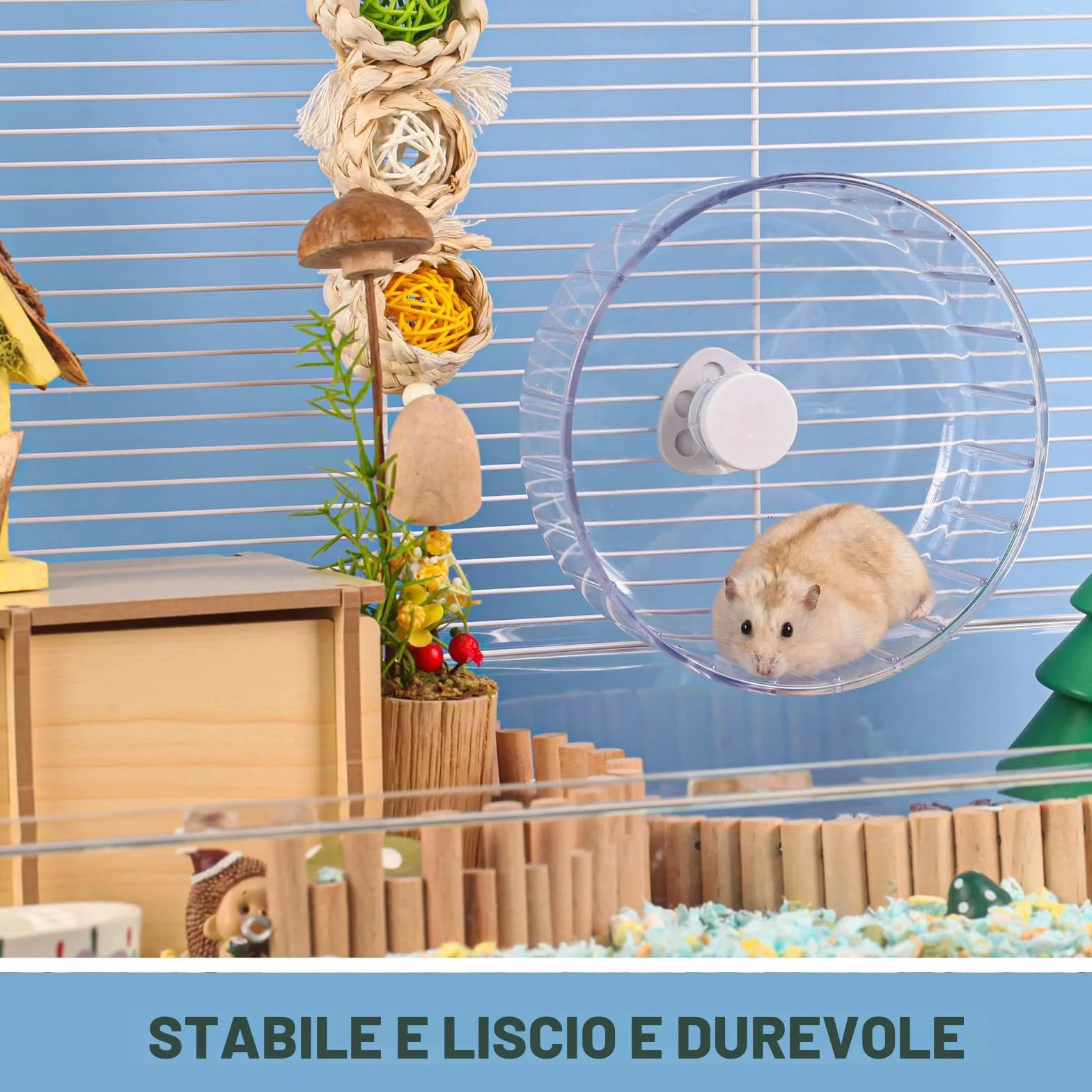 BUCATSTATE Ruota Criceto, 17cm Super Silenziosa Ruota da Corsa Trasparente per Criceti Piccoli Animali Domestici Criceto Gerbil