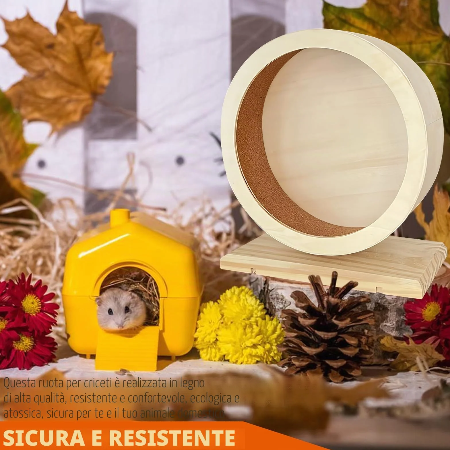 Rotella per criceti in legno per piccoli animali domestici: WIYETY Rotella per criceti silenziosa, rotella per criceti a basso rumore per tranquillità e movimento, rotella per altri piccoli animali
