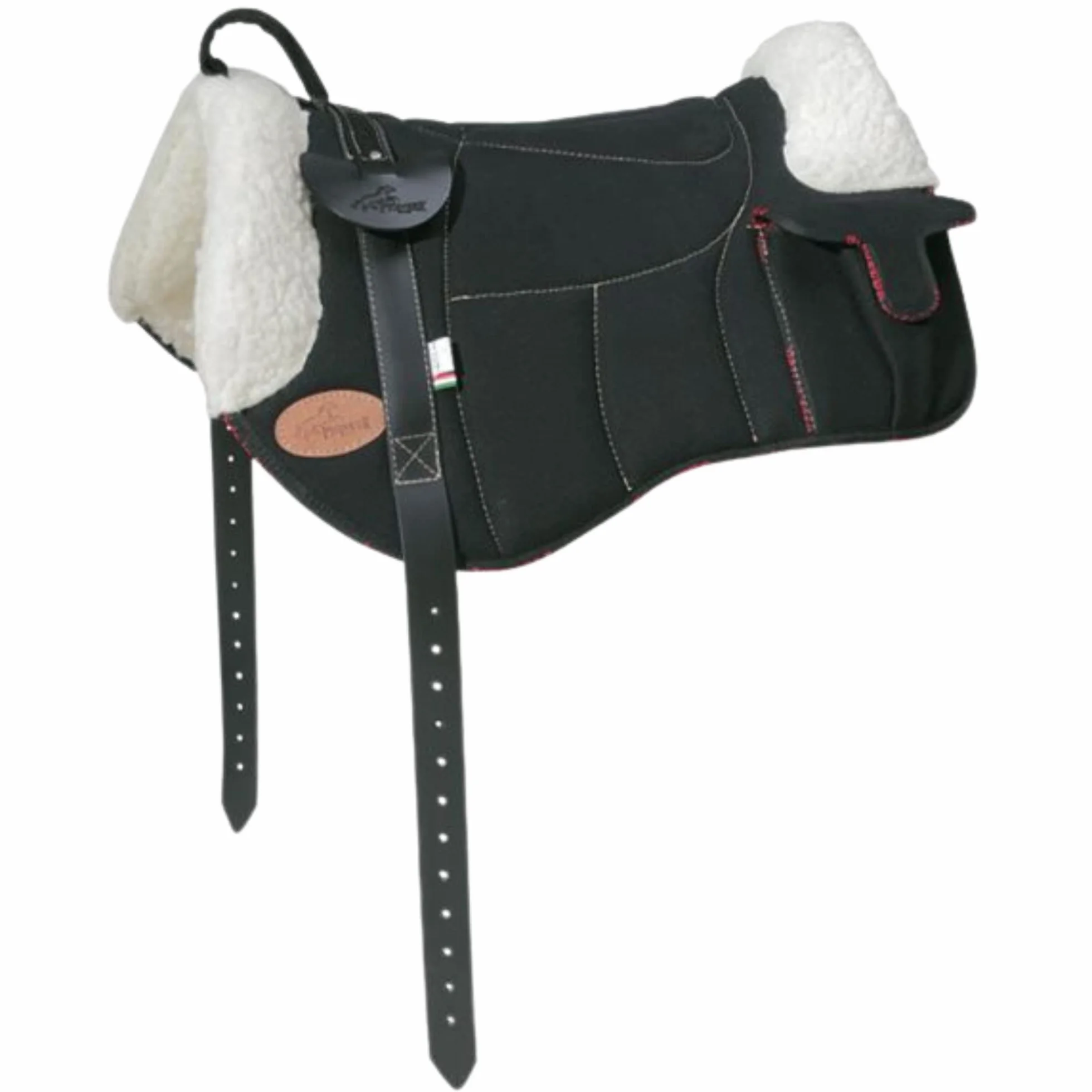 PIONEER Sella Cavallo Cotone Lana Monta Naturale Bareback 58x46cm Imbottitura Ovatta Sottopancia Neoprene Marrone