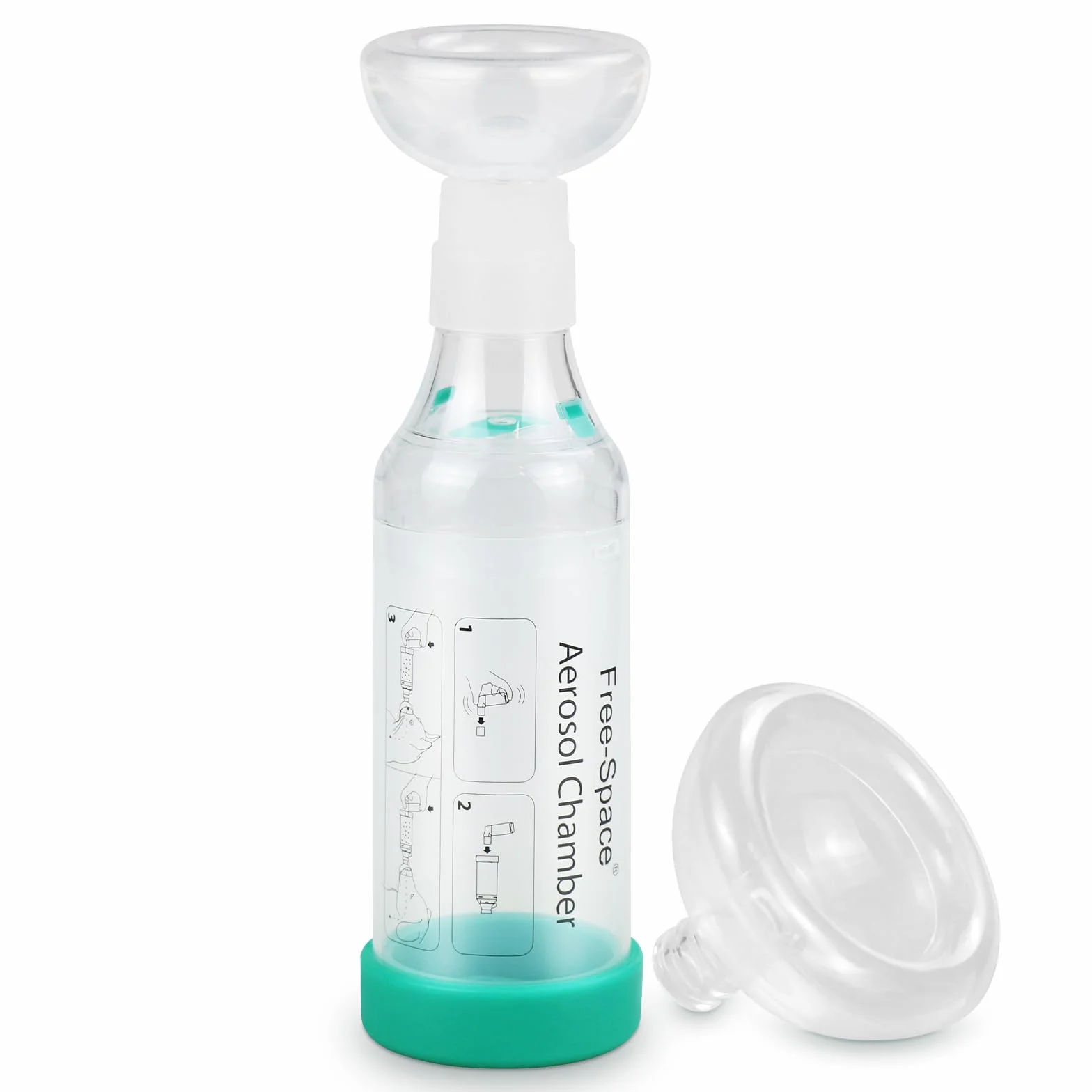 free-space Distanziatore per inalatore per Cani/Gatti con Maschera in Silicone di Forma Rotonda, Camera per aerosol felino con indicatore di respirazione 2 Maschera (Gatto)