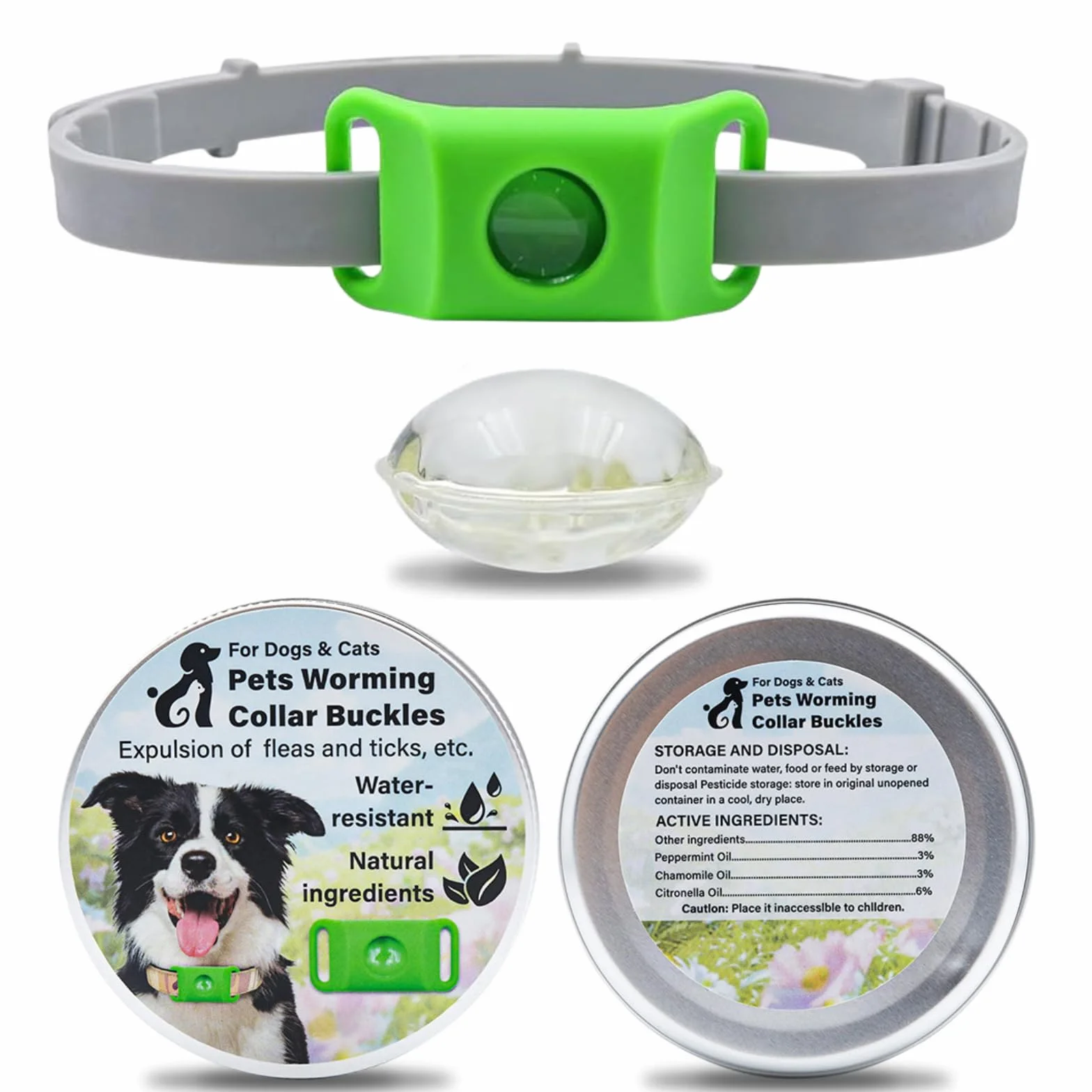 Aquality Pets Collare Antiparassitario Naturale, Collare Antiparassitario Per Cani, Adatto a Più Razze Di Animali Domestici, Gatti e Cani Universali