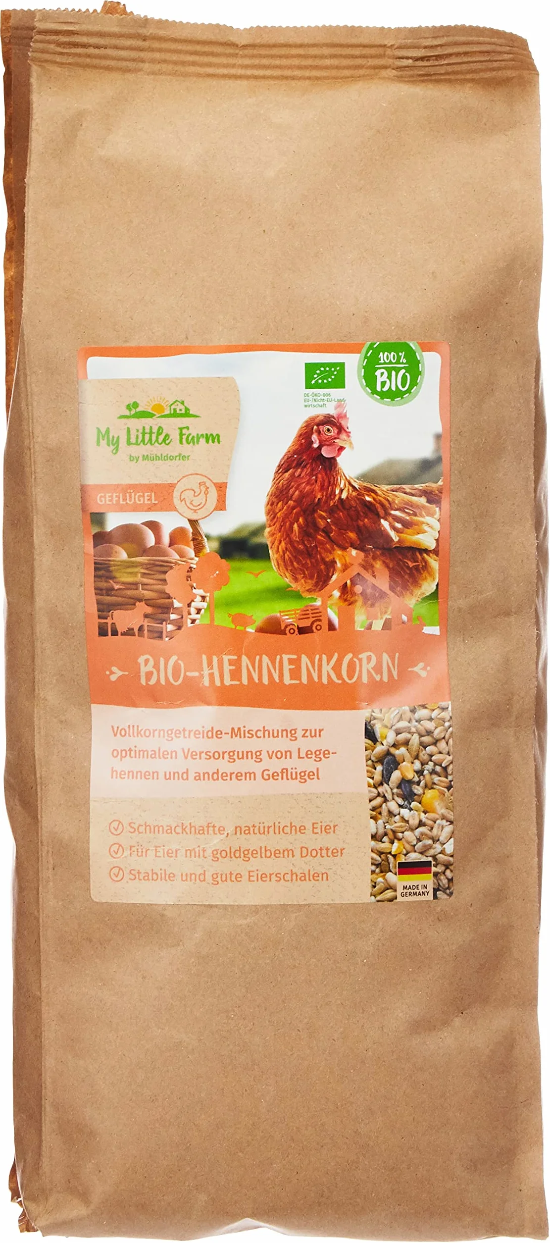 Cibo Biologico per Galline My Little Farm 2 kg Miscela Cereali Integrali