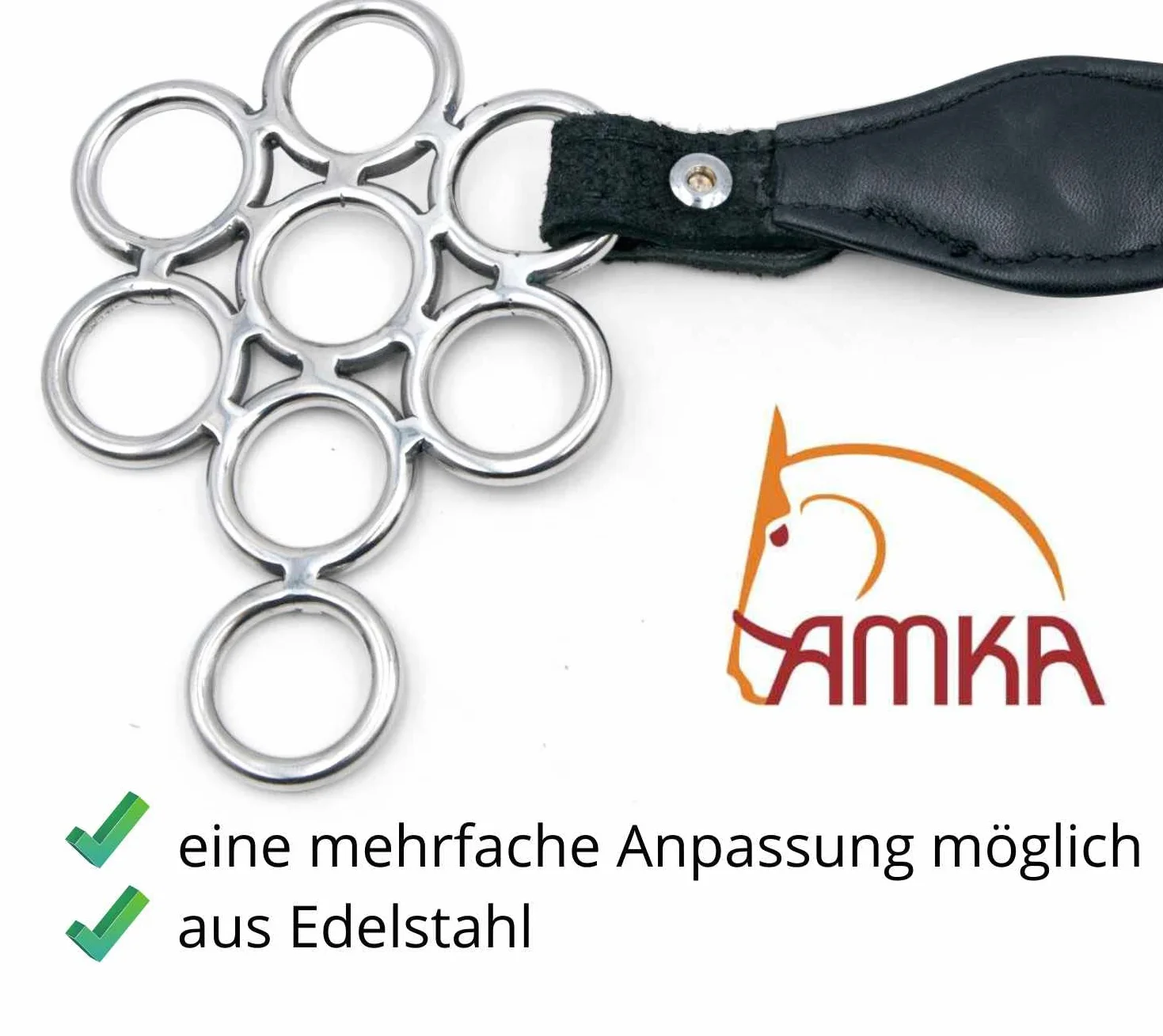 Reitsport Amesbichler AMKA - Bici della fortuna in acciaio INOX con imbottitura morbida e motivo floreale, con conchiglie sul naso