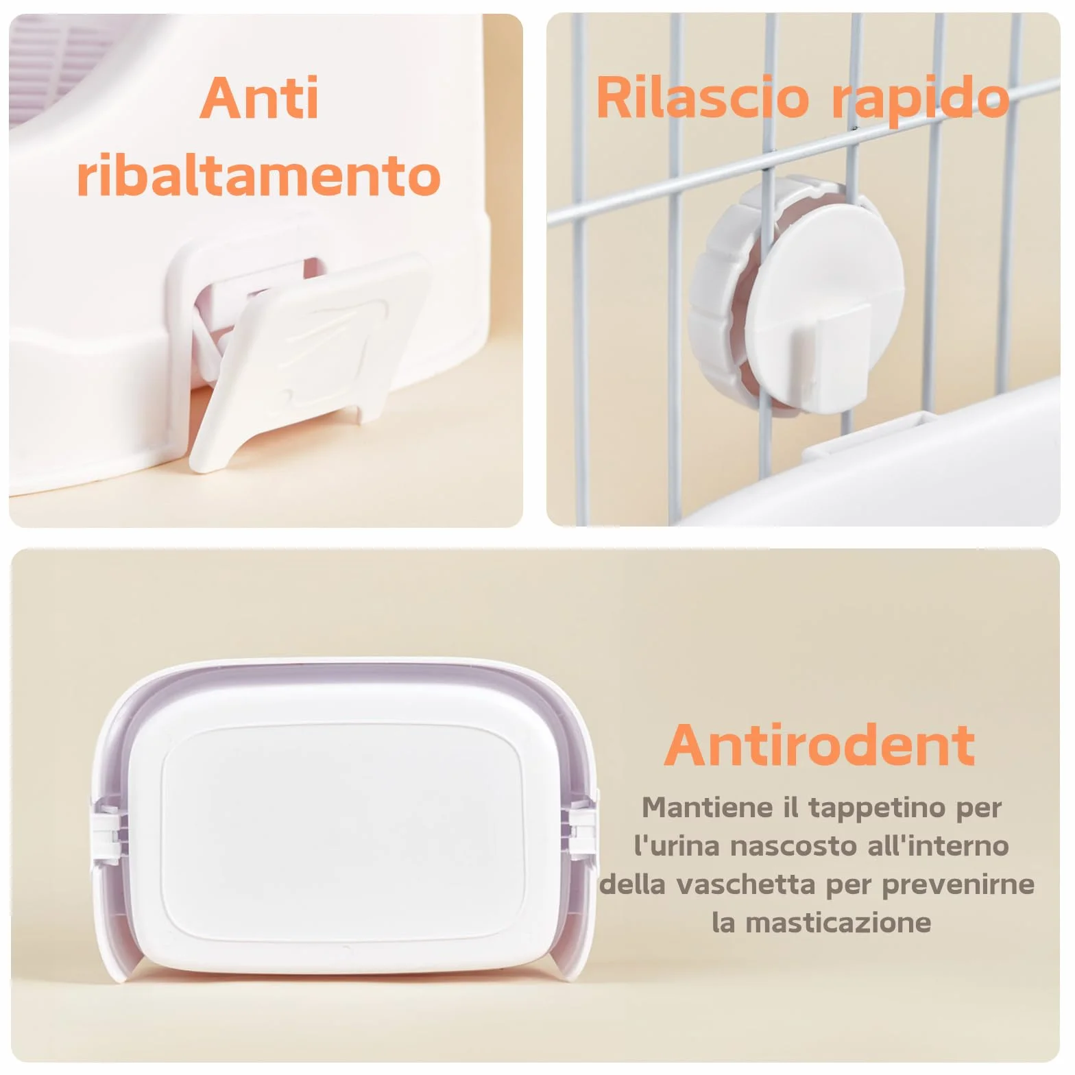 Lettiera Coniglio, Medio Vassoio Rettangolare per Letame Piccoli Animali Staccabile Addestratore Vasino Toilette Gabbie per Animali Domestici Conigli Porcellini d'India Criceti Cincillà (Verde)