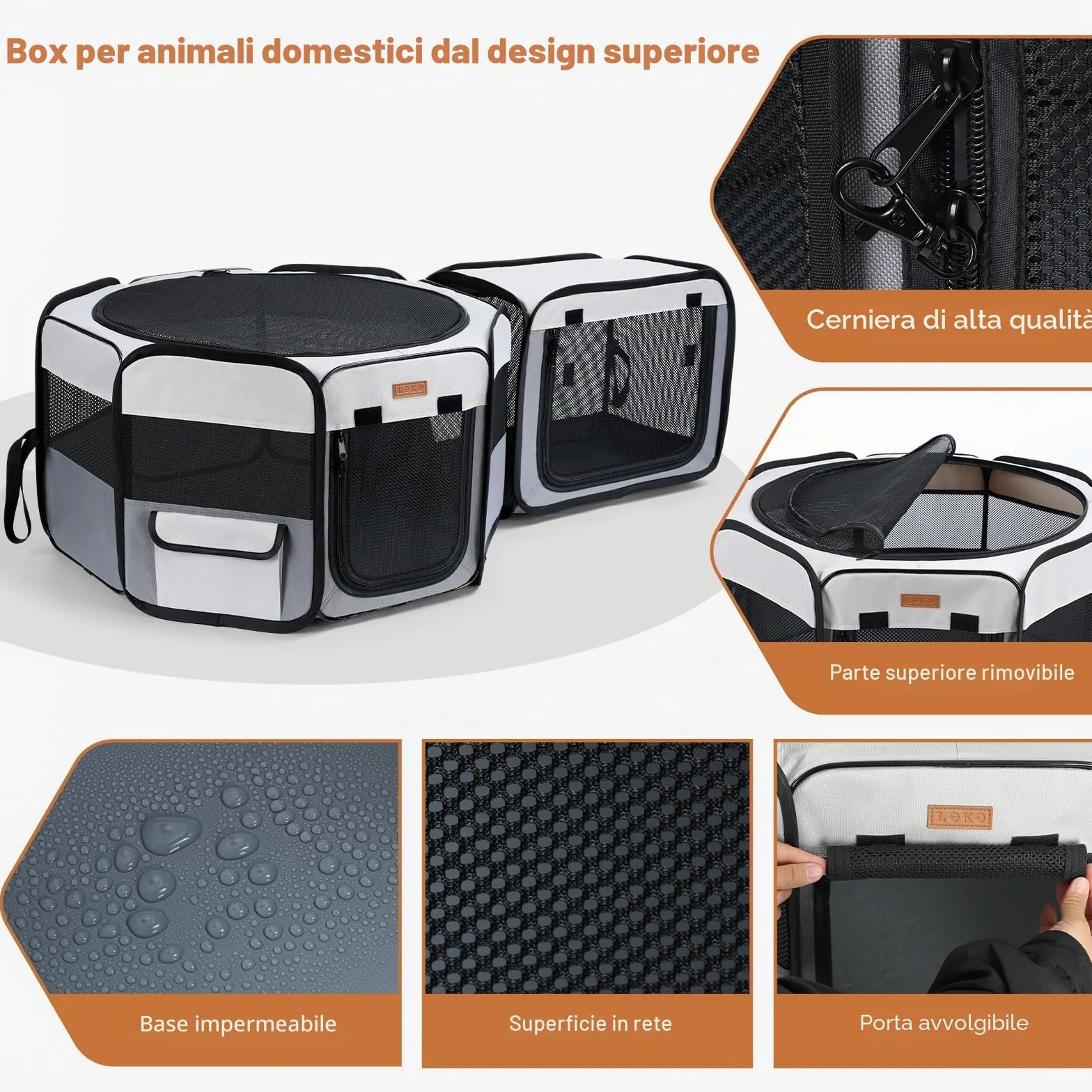 Recinto per Gatti da Interno - 120 cm x 40 cm Portatile, Recinto Gatti 2 in 1 per Interno ed Esterno, Ideale per Cuccioli e Piccoli Animali, Box per Cat con Borsa Trasporto