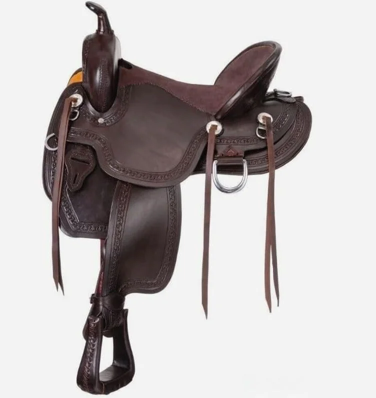 Sella western in vera pelle lavorata per cavallo intagliata