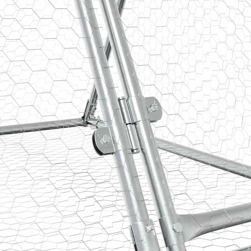 vidaXL Conigliera Argento 400x105x91 cm in Acciaio Zincato gabbia per conigli da esterno casetta per animali casetta per conigli