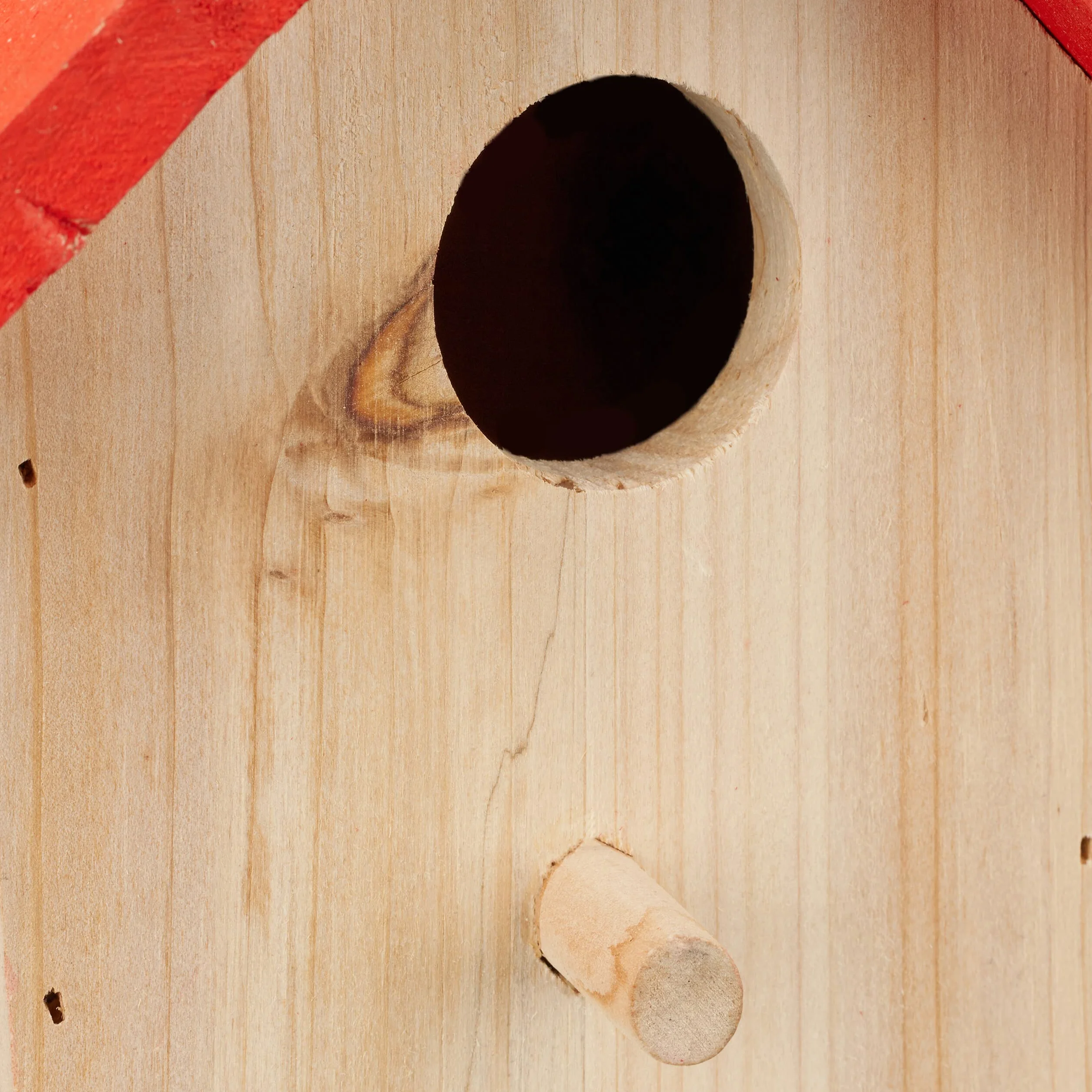 Relaxdays Casetta per Uccelli Decorativa, da Appendere in Giardino, Balcone, HLP: 16x15x11 cm, in Legno, Naturale Rossa