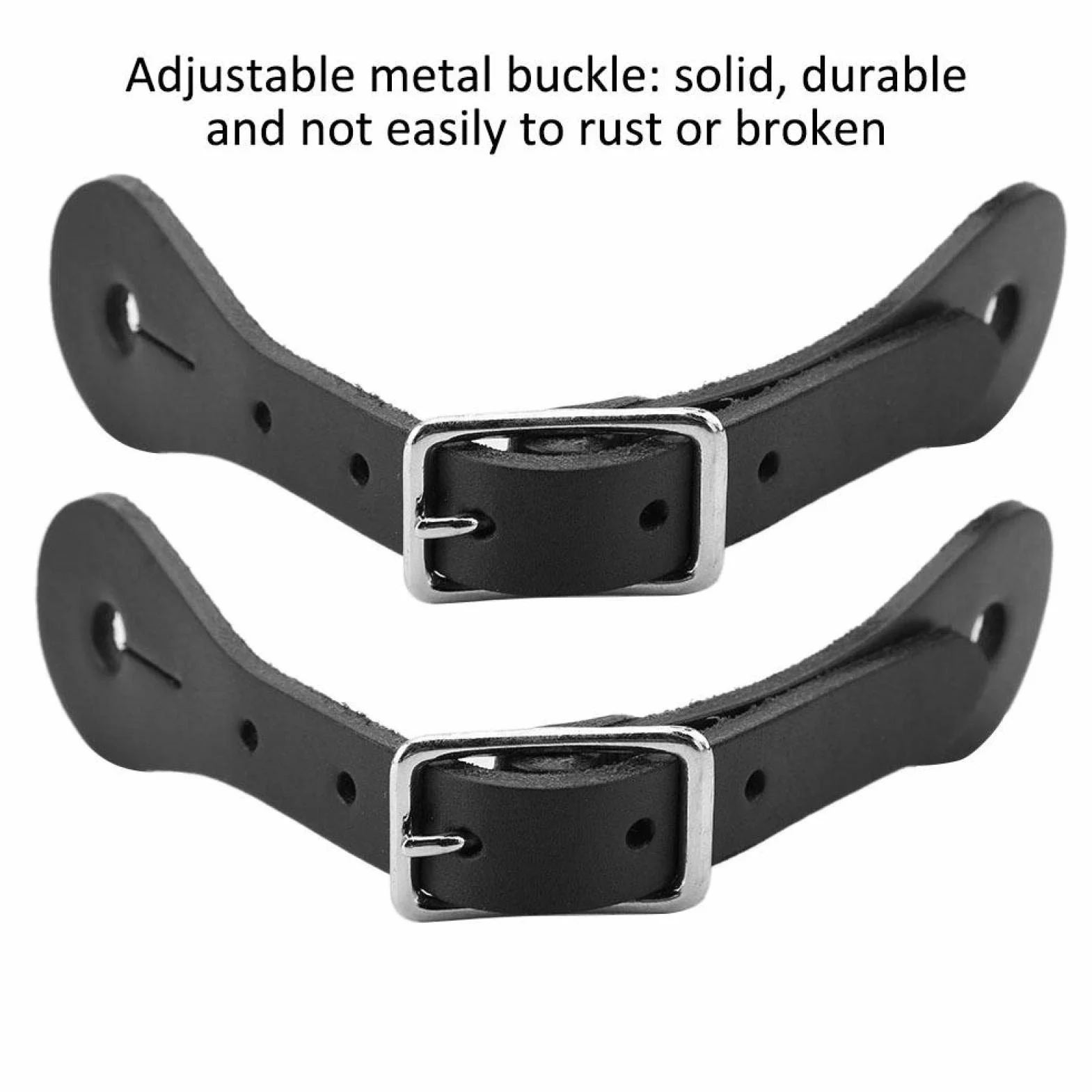 Wosune Cinturino per sperone per Cavallo, Cinturino per Cavallo Accessori per Equitazione Leatherw 1 Paio per Cintura per Equitazione per Cintura in Pelle Nera per Accessorio per Cavallo(Black)