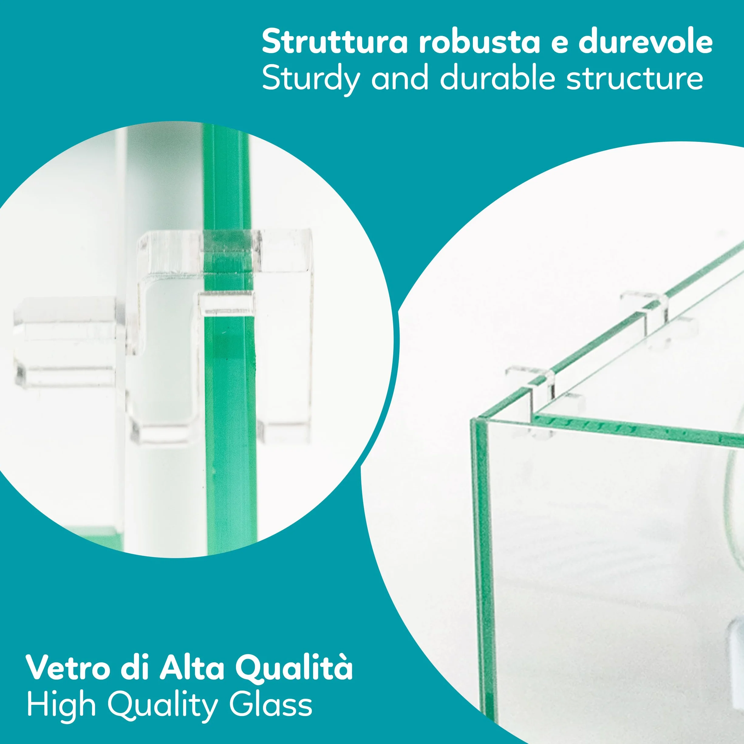 AQPET Tartarughiera in Vetro con Coperchio E Isola per Tartarughe d'Acqua Tortuga, 60 60x30x25 cm 45 Litri