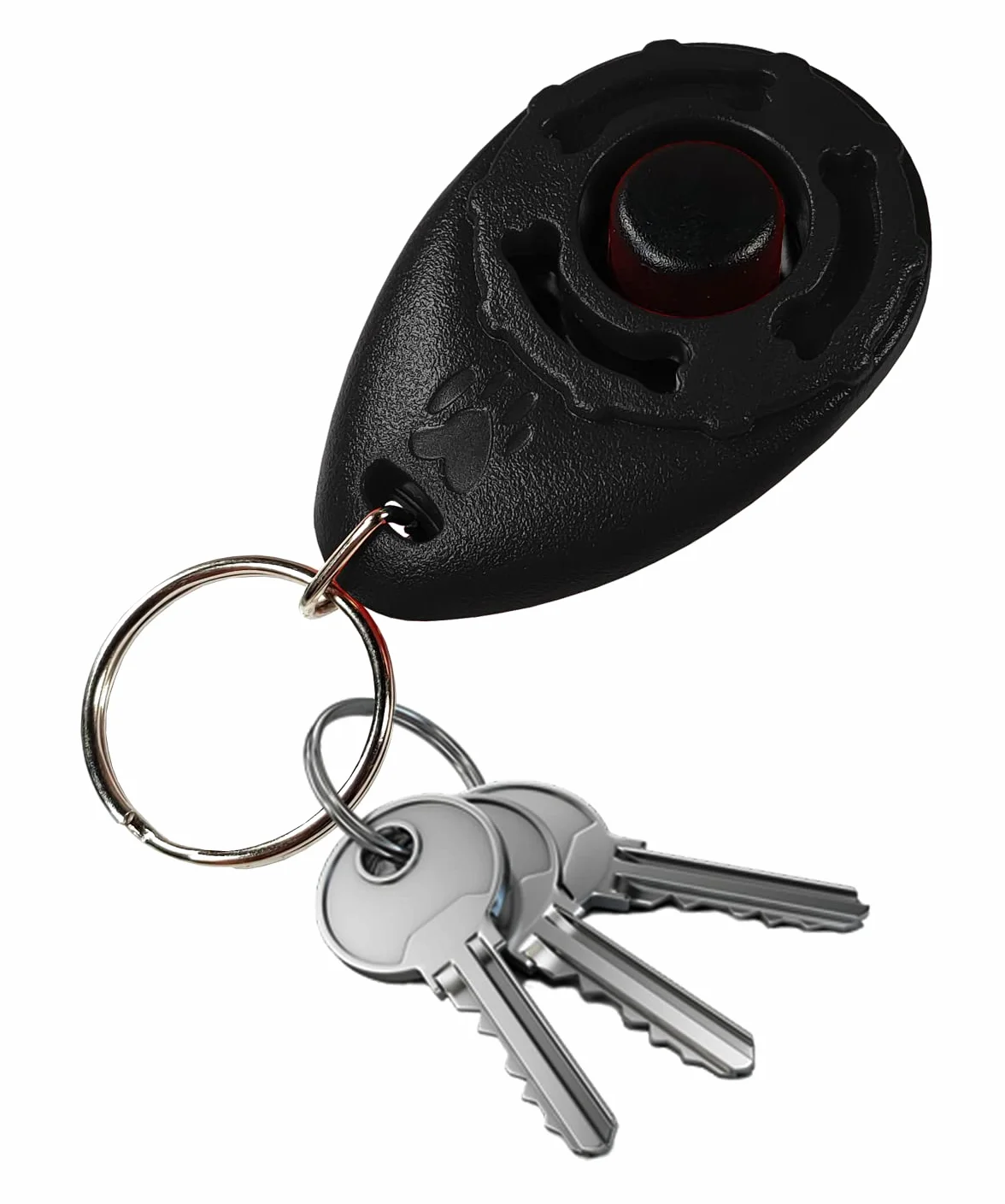 Clicker per Cani con Portachiavi, Addestramento e Formazione, Dog Training - Cane, Gatto, Cavallo – Impugnatura Facile, Addestra ad Un Comportamento Corretto (Nero)