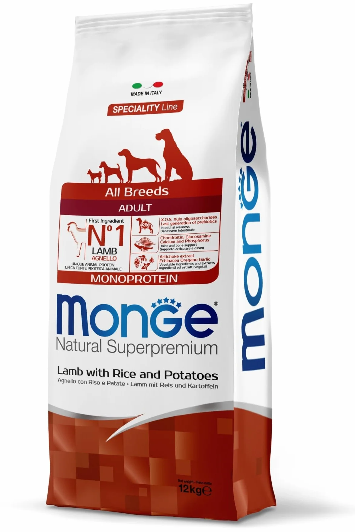 Monge Natural Superpremium Adult Cane Cibo Secco Agnello Riso Patate 12 kg