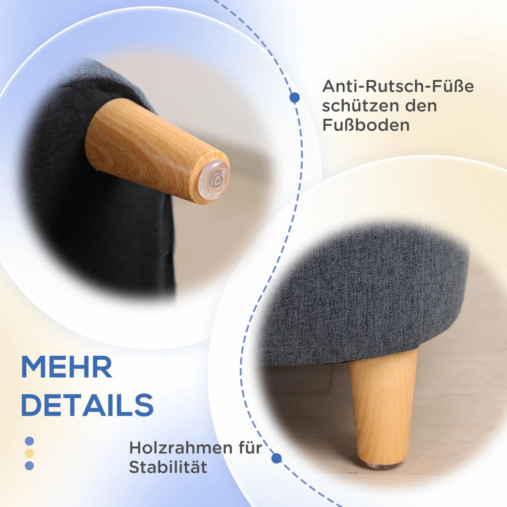 PawHut Divano per cani di taglia media e grande, con design rialzato, poltrona per cani con gambe in legno, grigio scuro, 95 x 63 x 39 cm