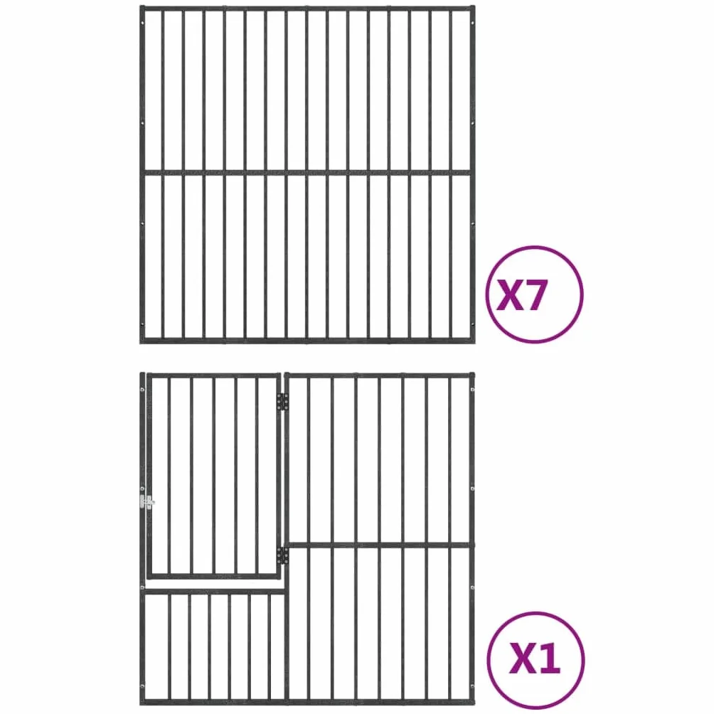 vidaXL Box per Cani 8 Pannelli Nero Acciaio Zincato