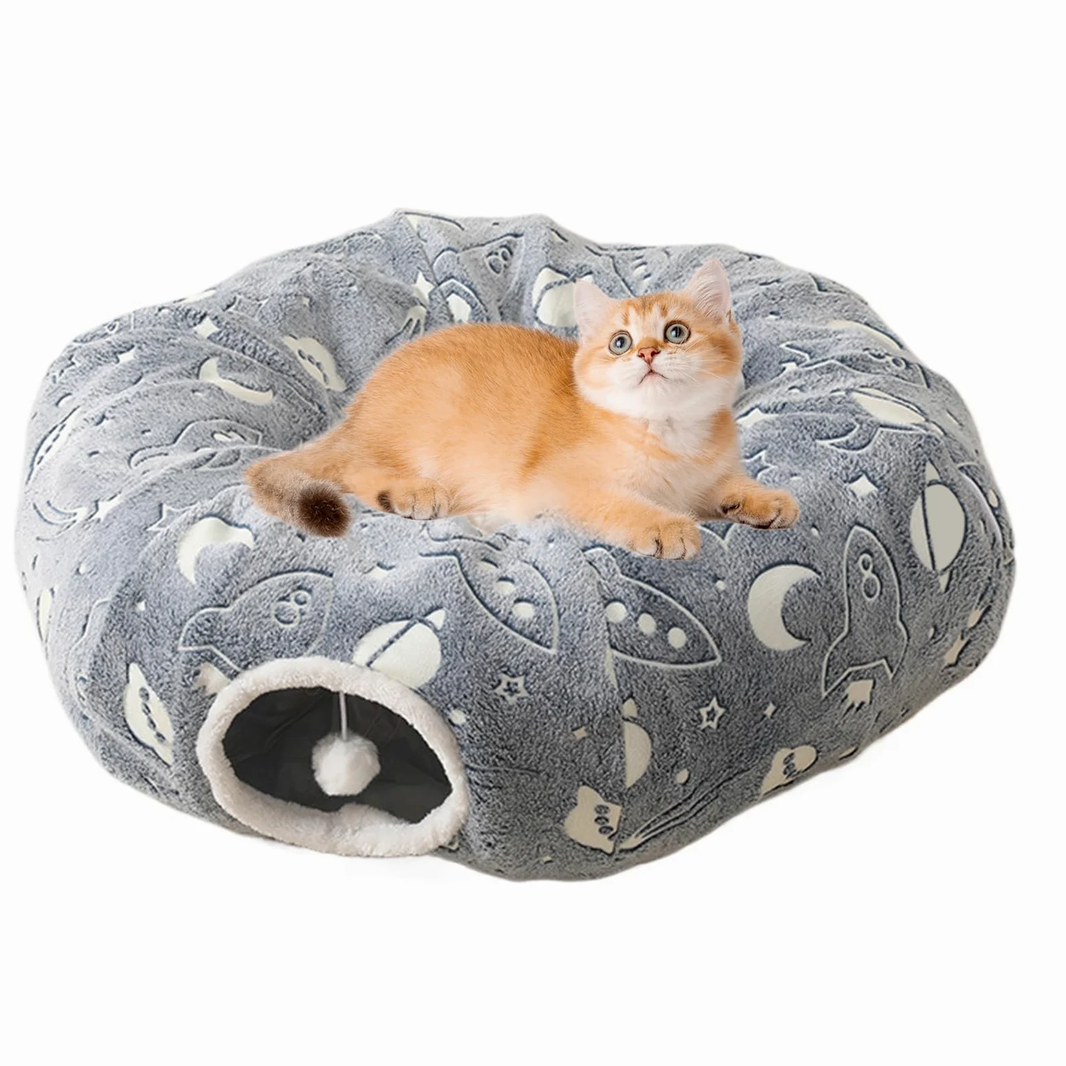 Tunnel Ciambella per Gatti Cuccia Tunnel A Ciambella Per Gatti | Cuscino Morbido Pieghevole per Animali Piccoli Grandi per Appartamento Dormitorio Balcone Casa Sala da Soggiorno