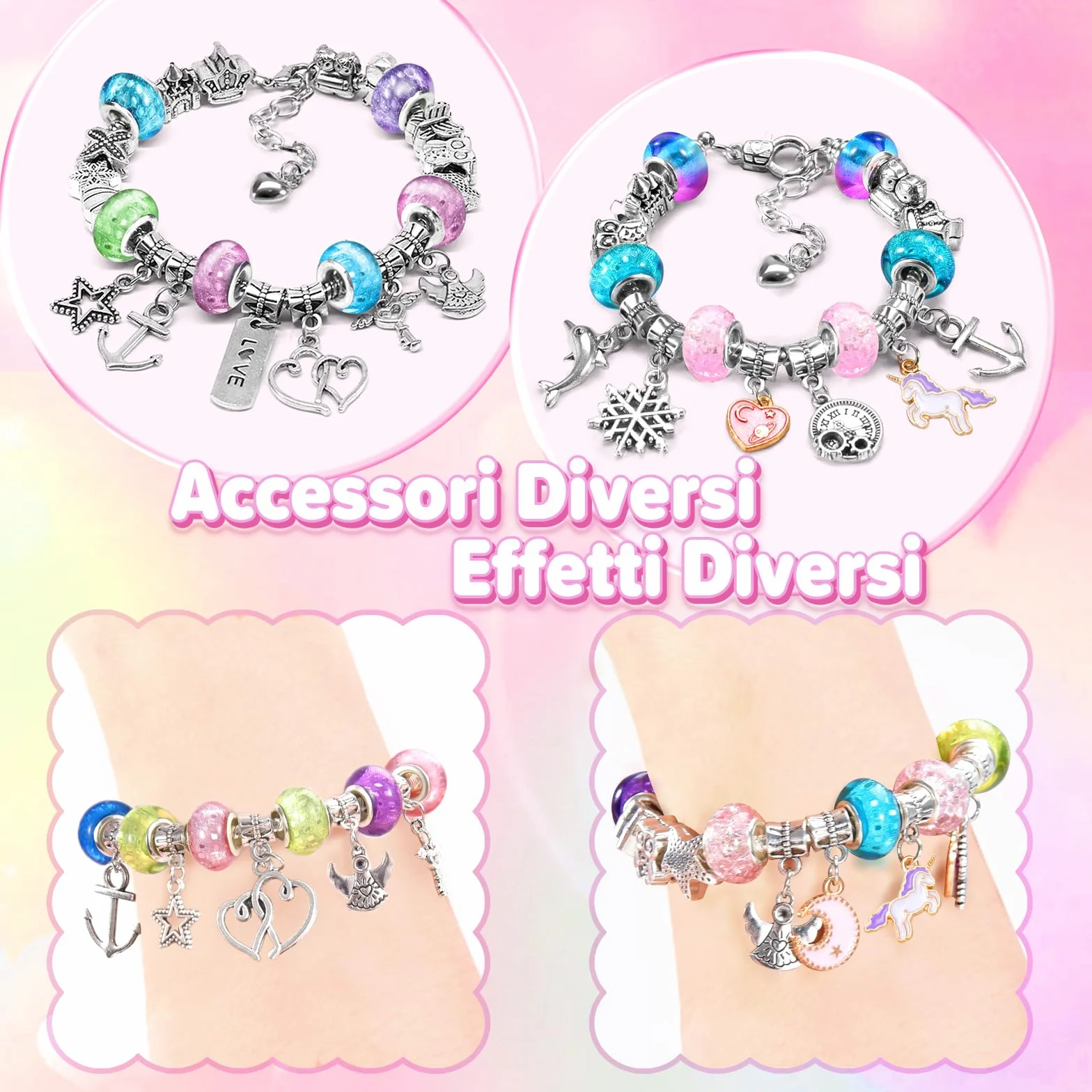 BIIB Regalo Bambina Unicorno Kit Braccialetti Fai Da Te Perline Calendario Avvento 5-10 Anni