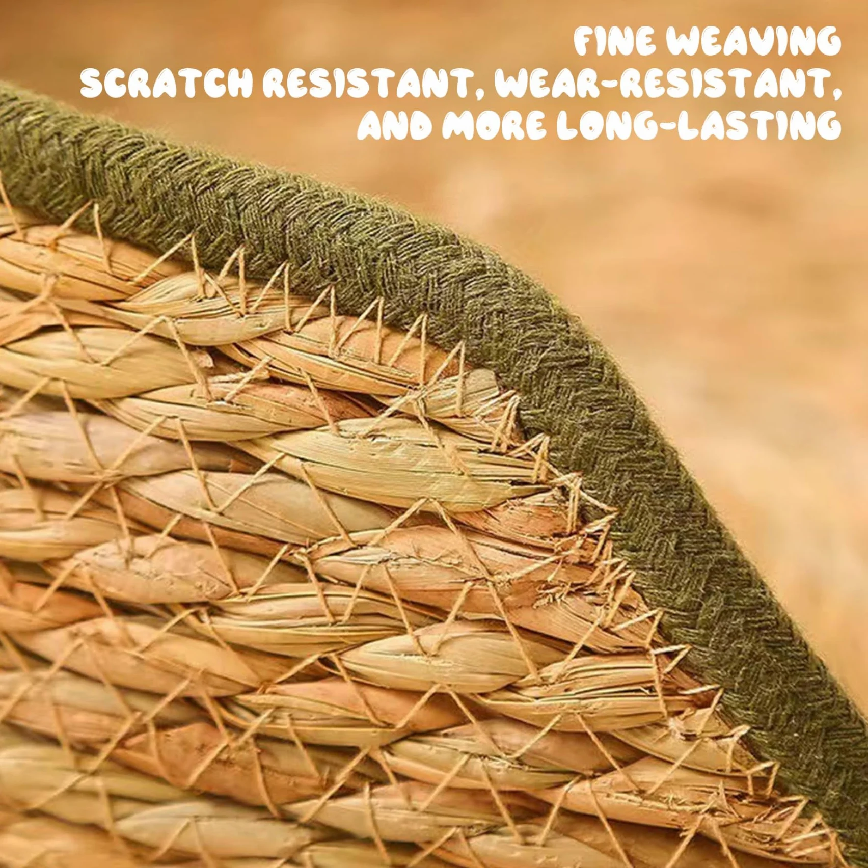 Cuccia per gatti rotonda in rattan da 17 pollici con cuscino in cotone lavabile