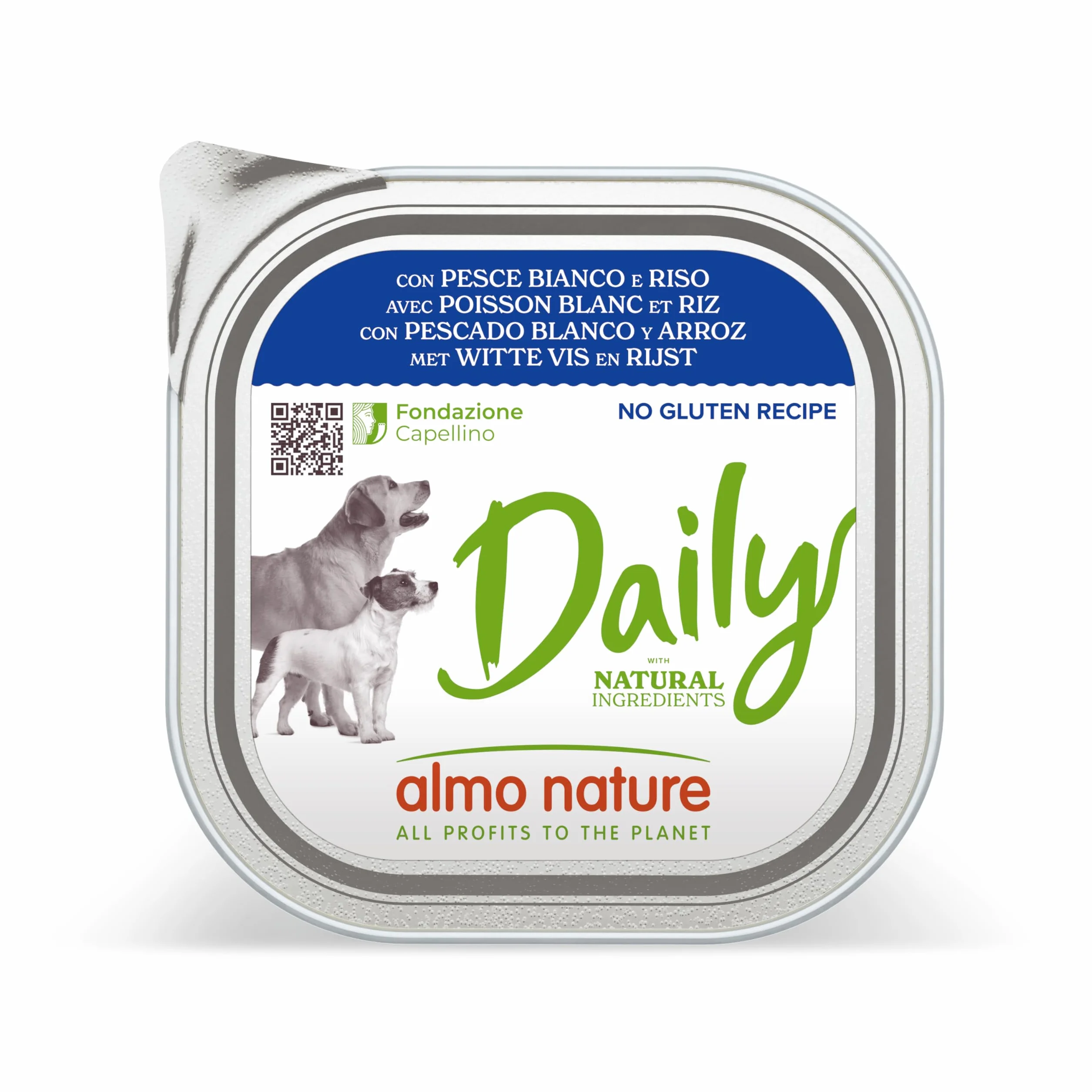 almo Nature Daily Menu Paté di Cane con Pesce Bianco e Riso, 300 g, Confezione da 9