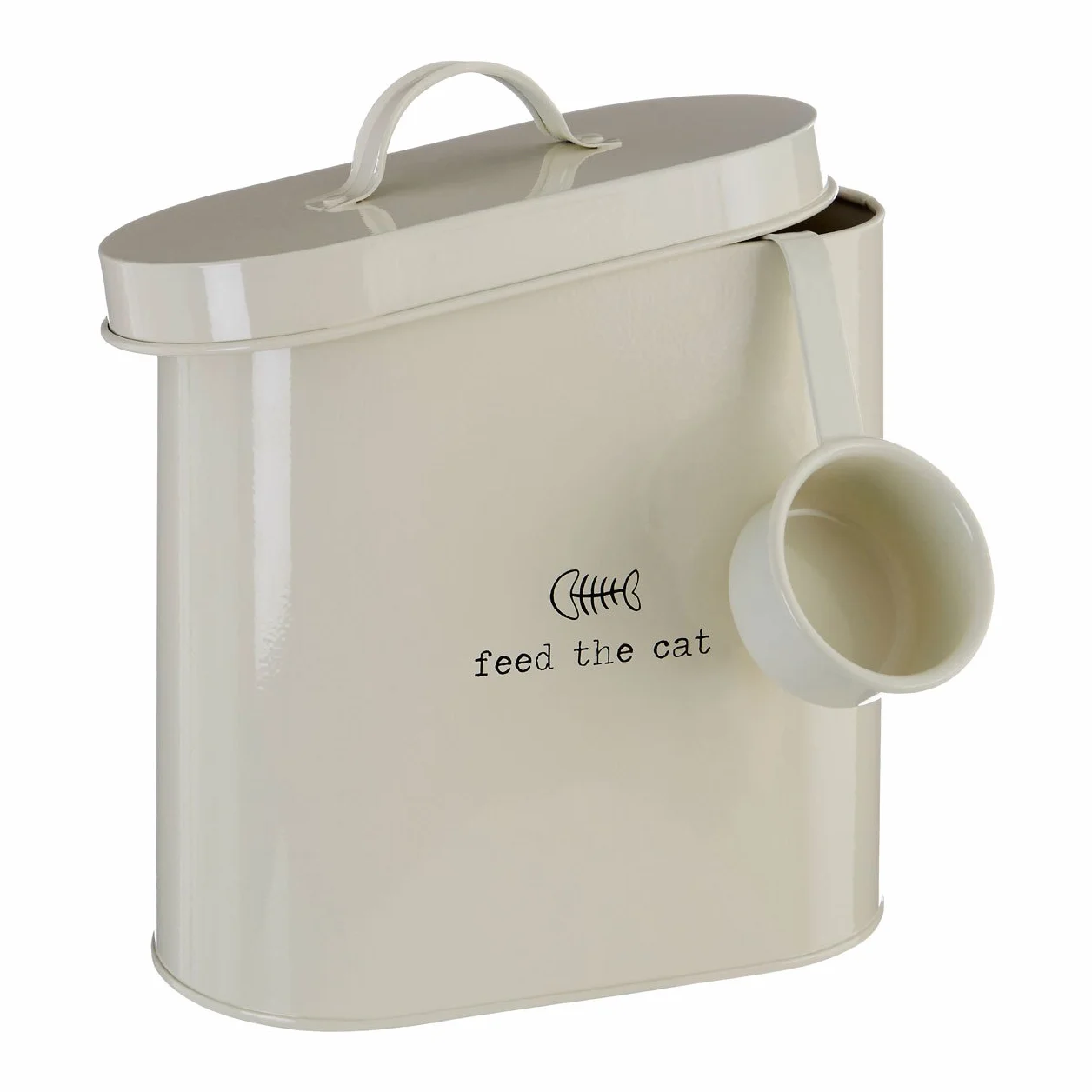 Premier Housewares, Adore Pets Lucky Dog, Contenitore per Cibo con Cucchiaio, Naturale, 6,5 Litri, Metallo, Cream, 2,8 Litri