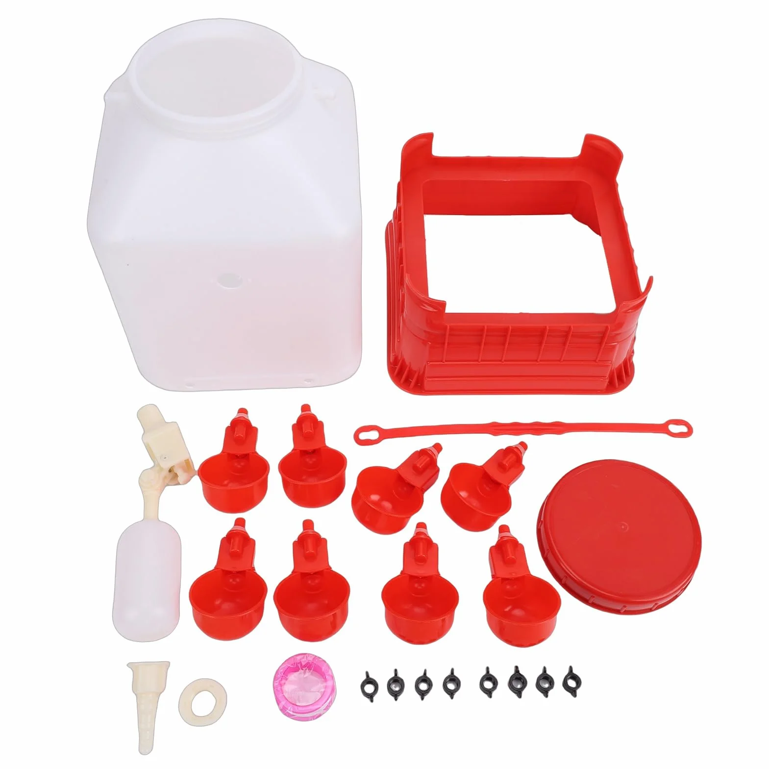 SIXRUN Abbeveratoio Automatico per Pollame, Dispenser Multifunzione D'Acqua per Pollame da 10 Litri a 4 Ciotole con Design a Pulizia Rapida per Uccelli Anatra Pollo da Fattoria