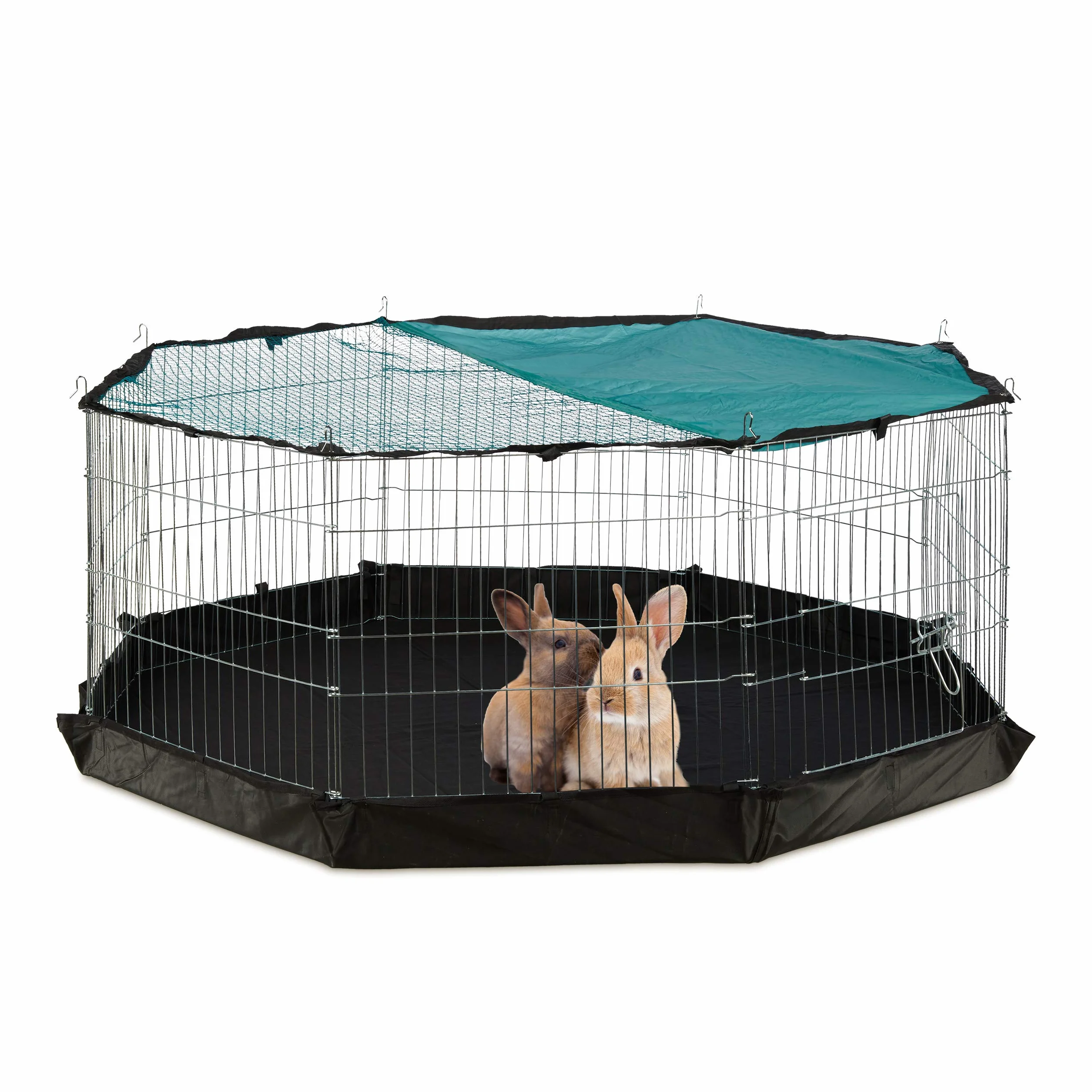 Relaxdays Recinto per Animali, Telo Protettivo, 8 Griglie, per Conigli, Porcellini d’India, HxLxP 60x150x150 cm, Argento