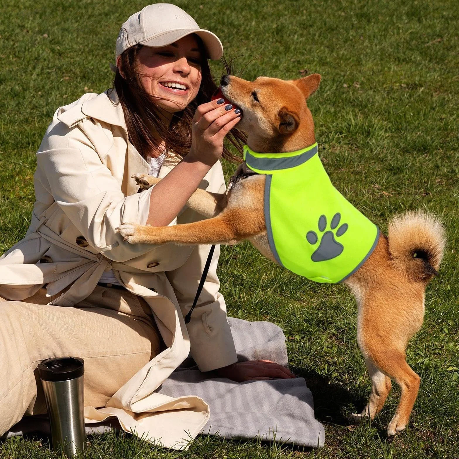 Cane Riflettente di Sicurezza Gilet, Salvagente Cane, Giacca Riflettente Ad Alta Visibilità, Gilet Alta Visibilità, Giubbotto Catarifrangente per Attività All' Aperto (Taglia M)