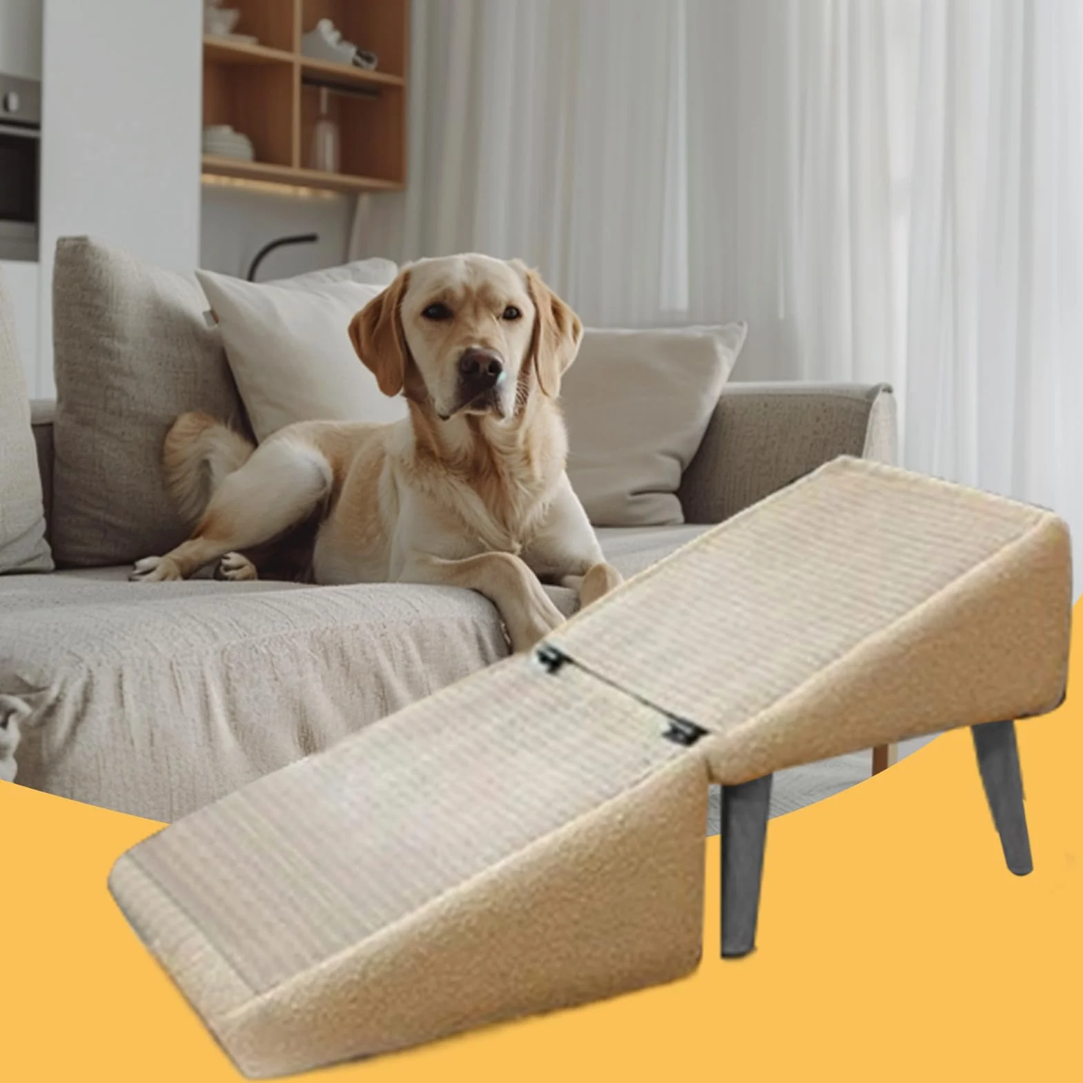 Rampa Per Cani, 30X30X35CM Rampa Cani Per Divano, Gradini Pieghevoli Canis Legno Pouf Diviso Per Lettos, Canis Antiscivolo Scale Gatti Rampe Divano Sedia Sicura, Per Interni Ed Esterni