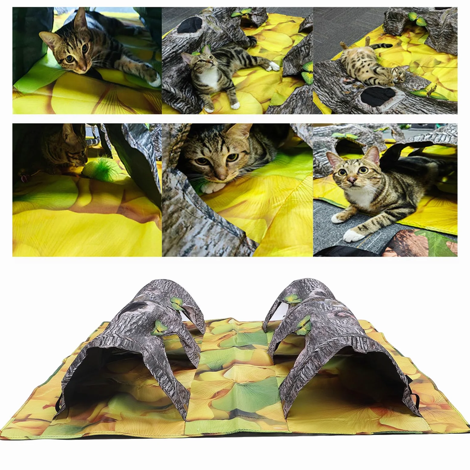 Generic Tunnel per Gatti, Pieghevole a Doppio Ingresso in Tessuto Interattivo per Animali Domestici Resistente Ai Morsi con Borsa per il Trasporto Ideale per la casa