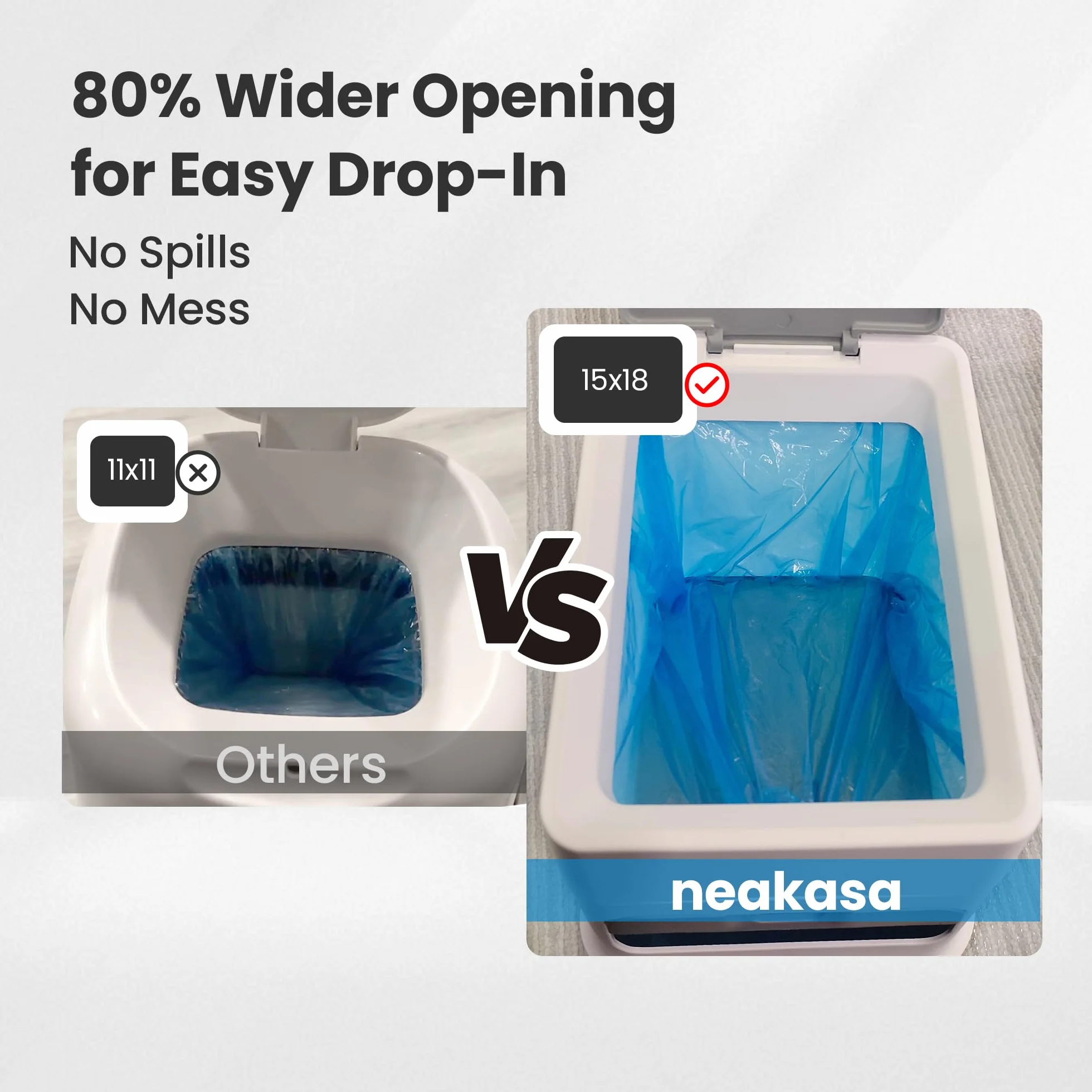 Neakasa PooGuard, cestino per lo smaltimento della lettiera, 9,2 l, per lettiera per gatti, rifiuti e pannolini, con finestrella di visualizzazione, apertura più ampia e sacchetto di ricarica per 4