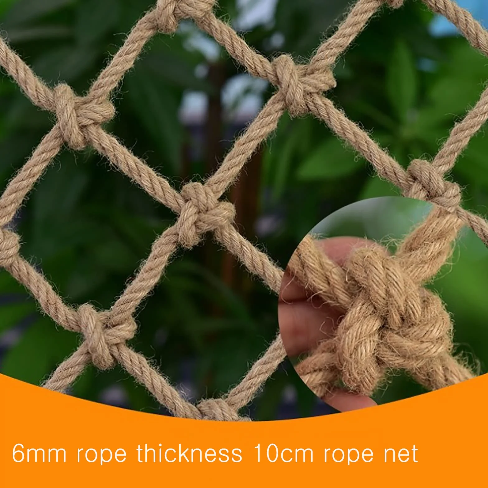 Rete Tessuta A Mano, Rete di Corda, Rete di Sicurezza, Larghezza della Rete 10 Cm, Spessore della Corda 6 Mm, Varie Dimensioni Sono Disponibili(Size:2x2m)