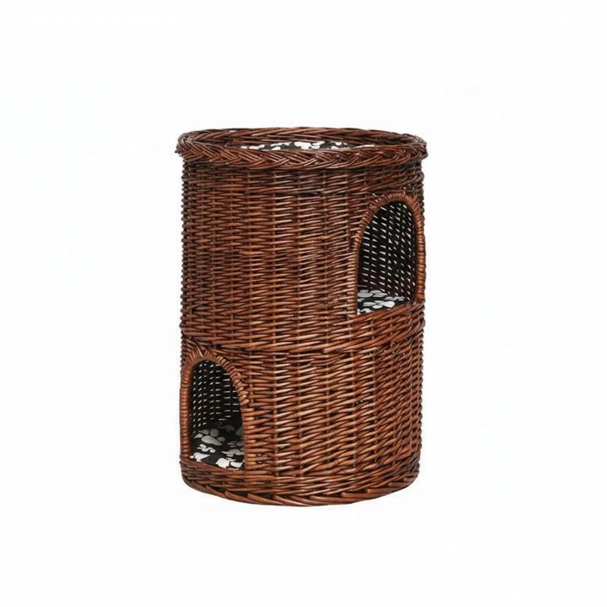 Cuccia per Gatti Doppio Strato Casa per Gatto Letto Rifugio Grotta Ventilato Comfort per Estate Superiore di Inferiore, Marrone Scuro, size to 6