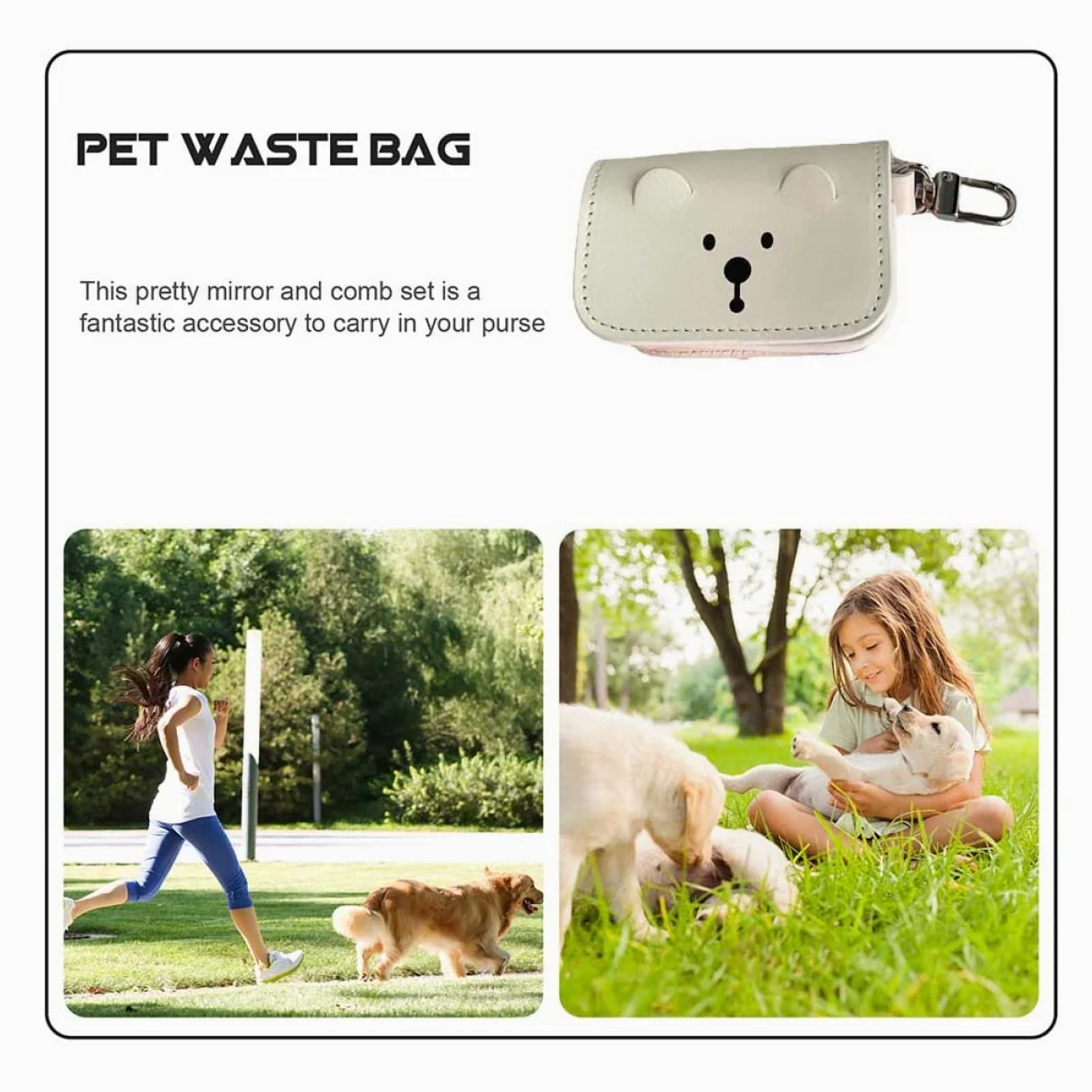 Didiseaon Sacchetto per Escrementi di Cane Robusto Sacchetto per Escrementi di Cane Borsa Portaoggetti Portatile Stile Coreano Orso Uso Duraturo