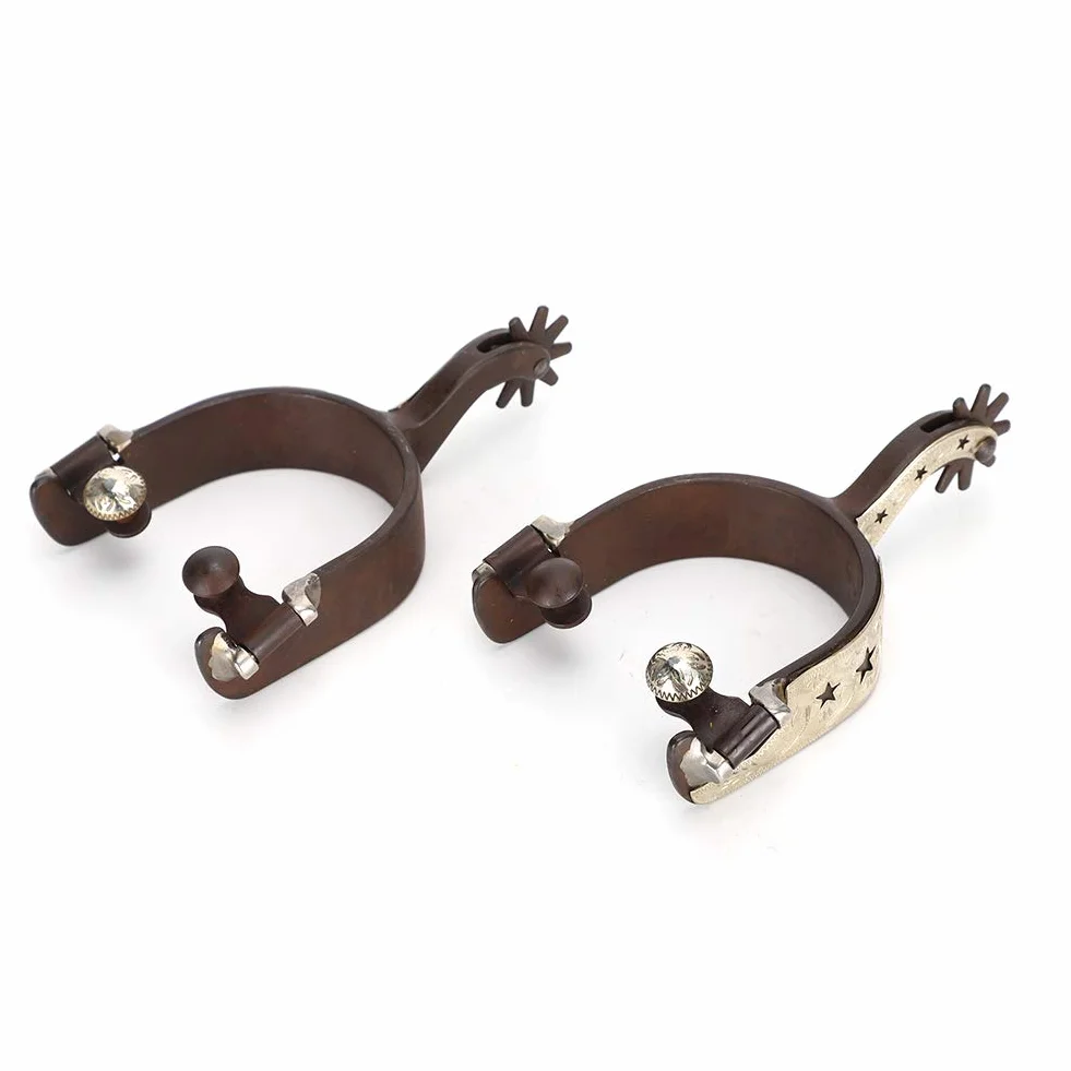 GOTOTOP 1 paio di speroni per cavallo, speroni per stivali da cowboy in acciaio a basso tenore di carbonio, accessori da equitazione unisex in stile western per bambini adulti