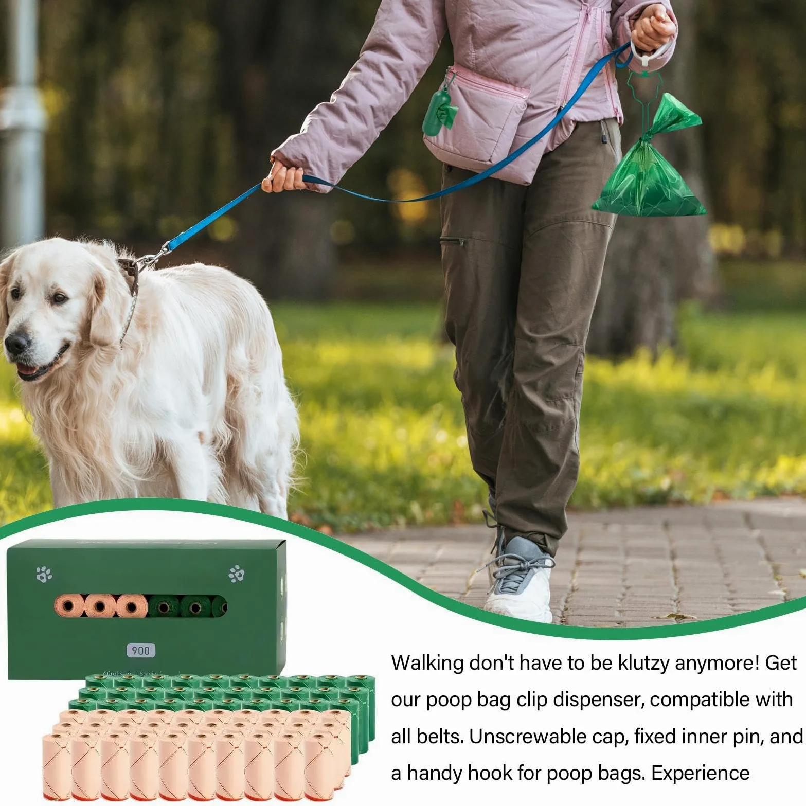 Sacchetti per Cani Distributore, Portasacchetti, Antigoccia, Inodore, | Sacchetti per escrementi animali Cuccioli, Gatti, Pannolini, Rifiuti, Passeggiate, Viaggi, Campeggio, Outdoor, Appar