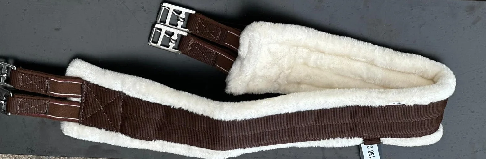 Sottopancia SUPER MORBIDO IN PELLICCIA SINTETICA DI VISONE/TEDDY CON AMBOSI LATI ELASTICI (135 cm, Marrone/Bianco)