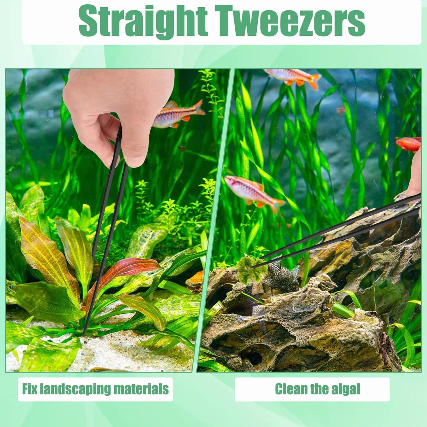 4PCS Accessori Acquario,Forbici Acquario Pinzette,Pinza Aquascaping Kit,Acquatica Strumenti Set,Acciaio Inox Pinzette Forbici e Spatola per Landscaping e Piante Acquatiche