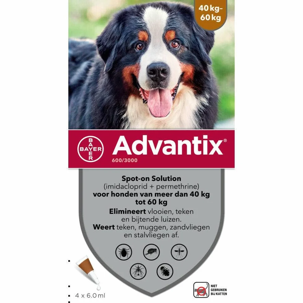Advantix - Pipetta antiparassitaria per cani molto grandi, 40 – 60 kg, 4 pipette