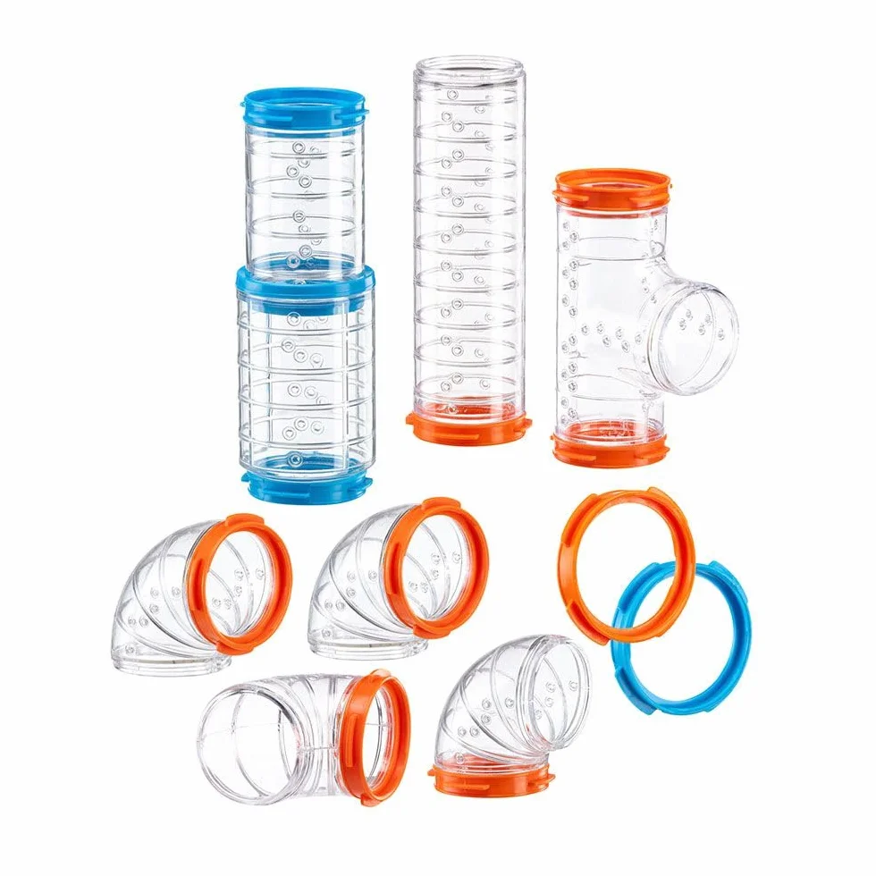 Ferplast Set Tubi Criceto, Accessorio Gabbia per Criceti, Totale 9 pezzi, Tunnel Criceto Trasparenti con Fori di Aerazione, Curve e Raccordi Inclusi, KIT TUBE CURVE, Giochi per Criceti